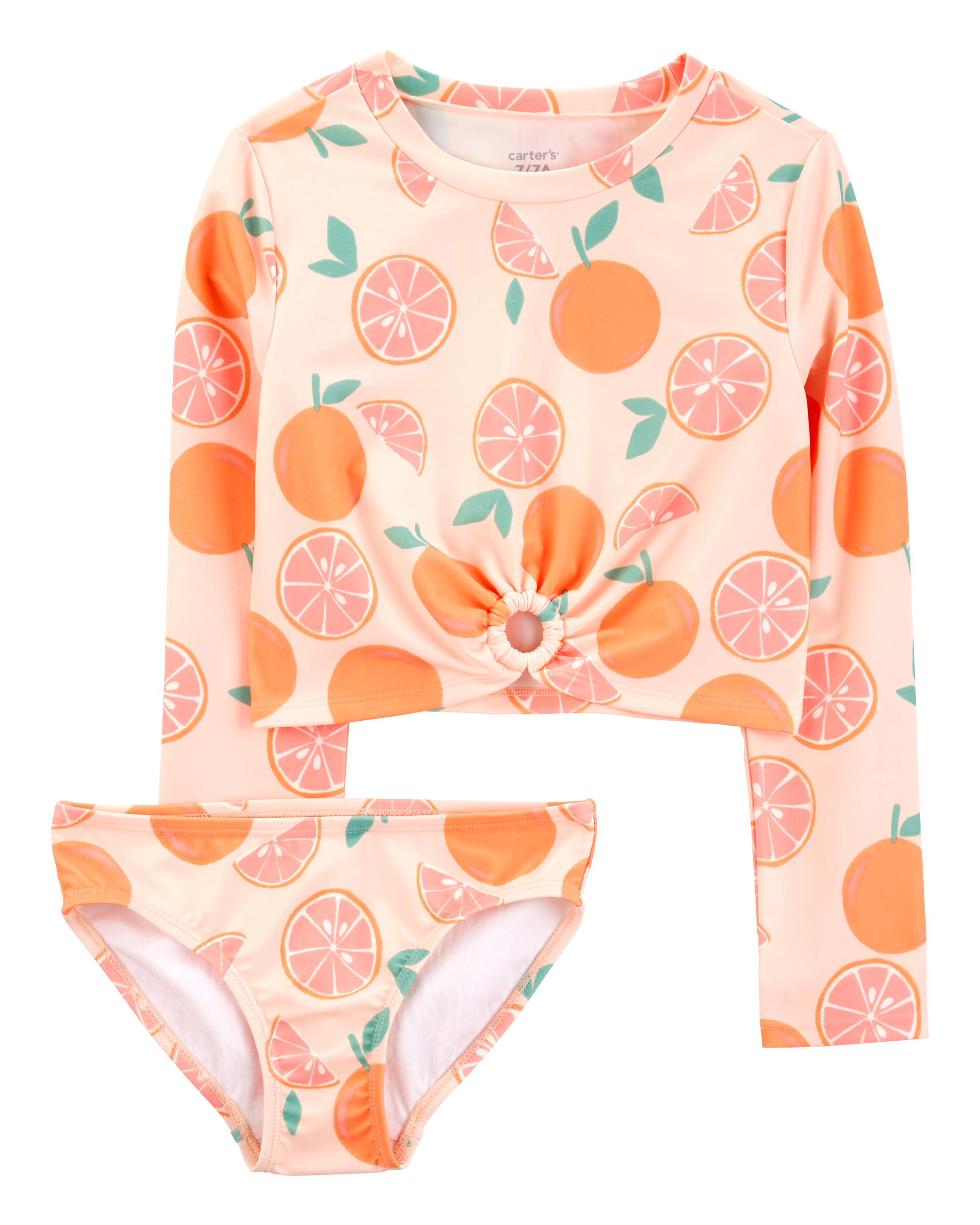 Kid 2-Piece Orange Print Rashguard Set
