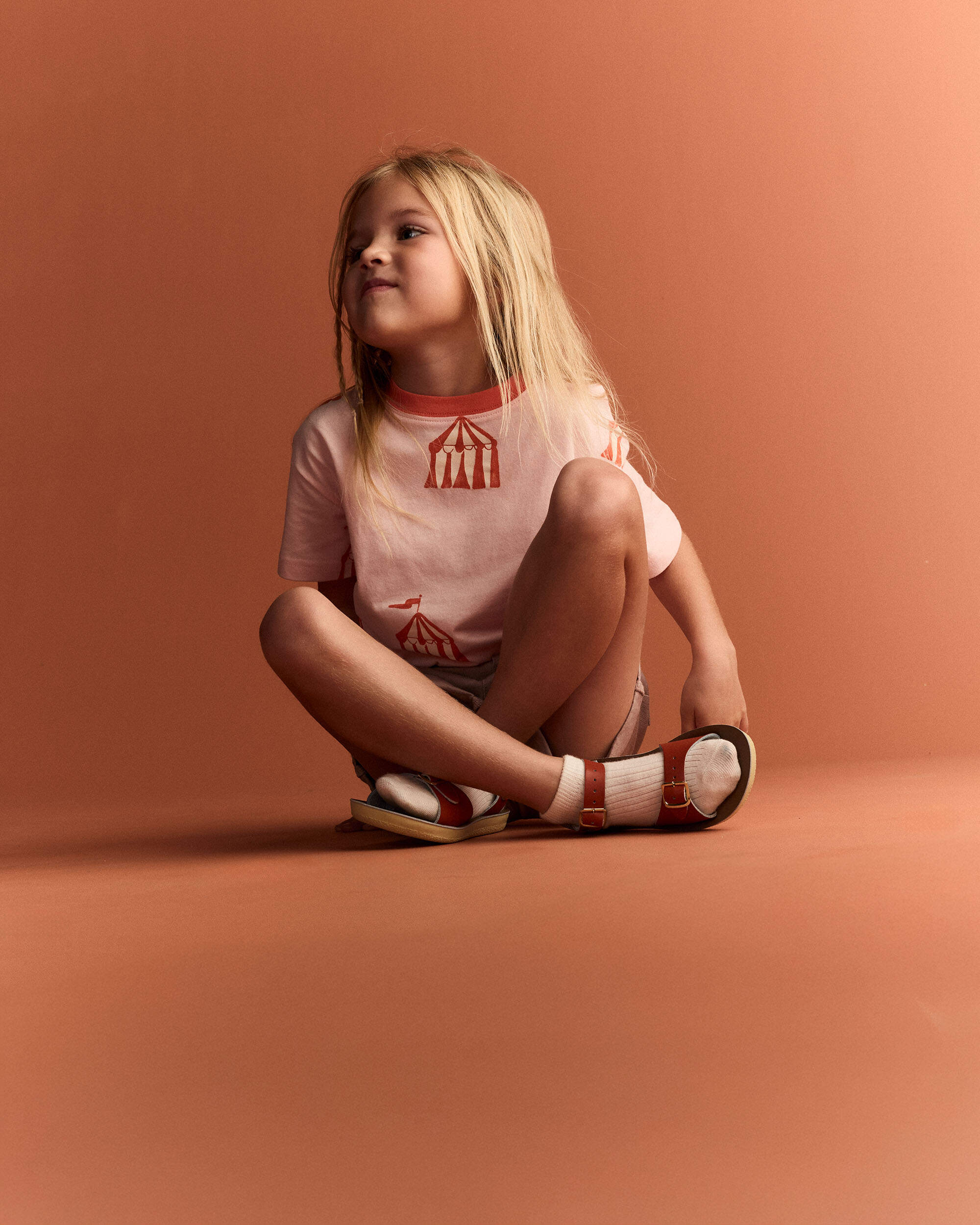Toddler Girl Relaxed Graphic Tee Big Top Print - Light Pink