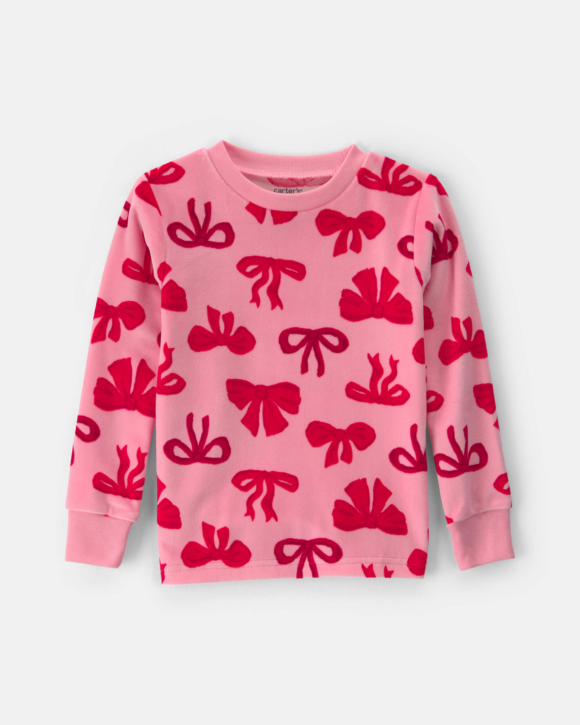 Toddler Girl 2-Piece Bows DreamPlush Snug Fit Pyjama Set - Pink
