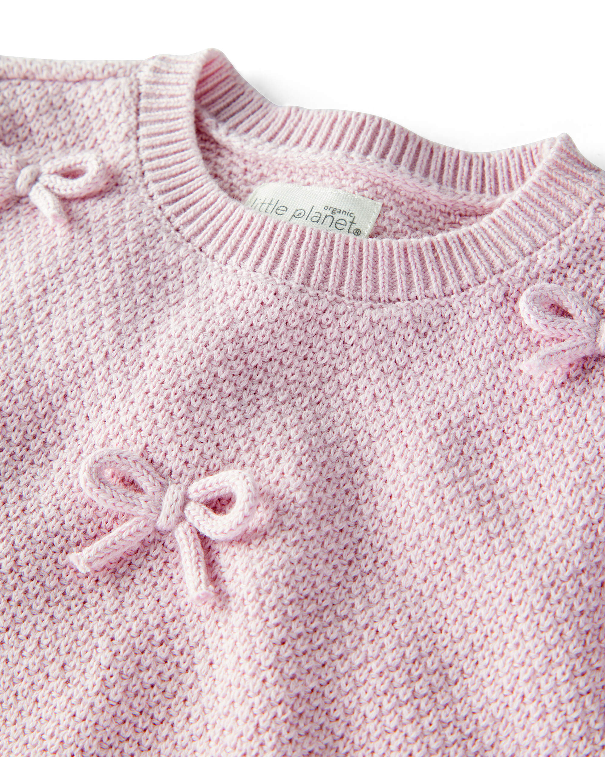Baby Girl 2-Piece Organic Cotton Bow Knit Sweater & Pant Set