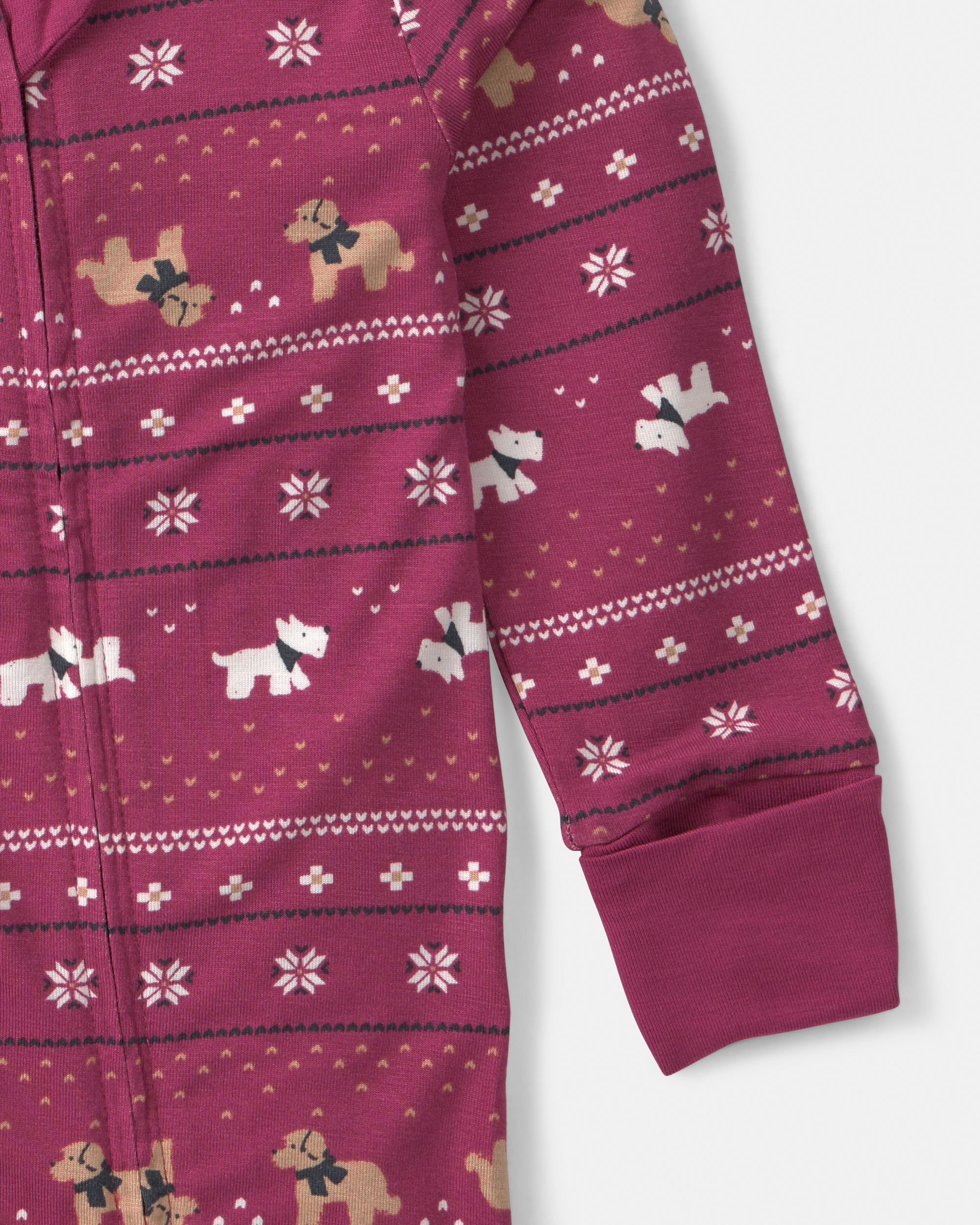 Baby Fair Isle PurelySoft™ 2-Way Zip Sleep & Play Pyjamas - Burgundy