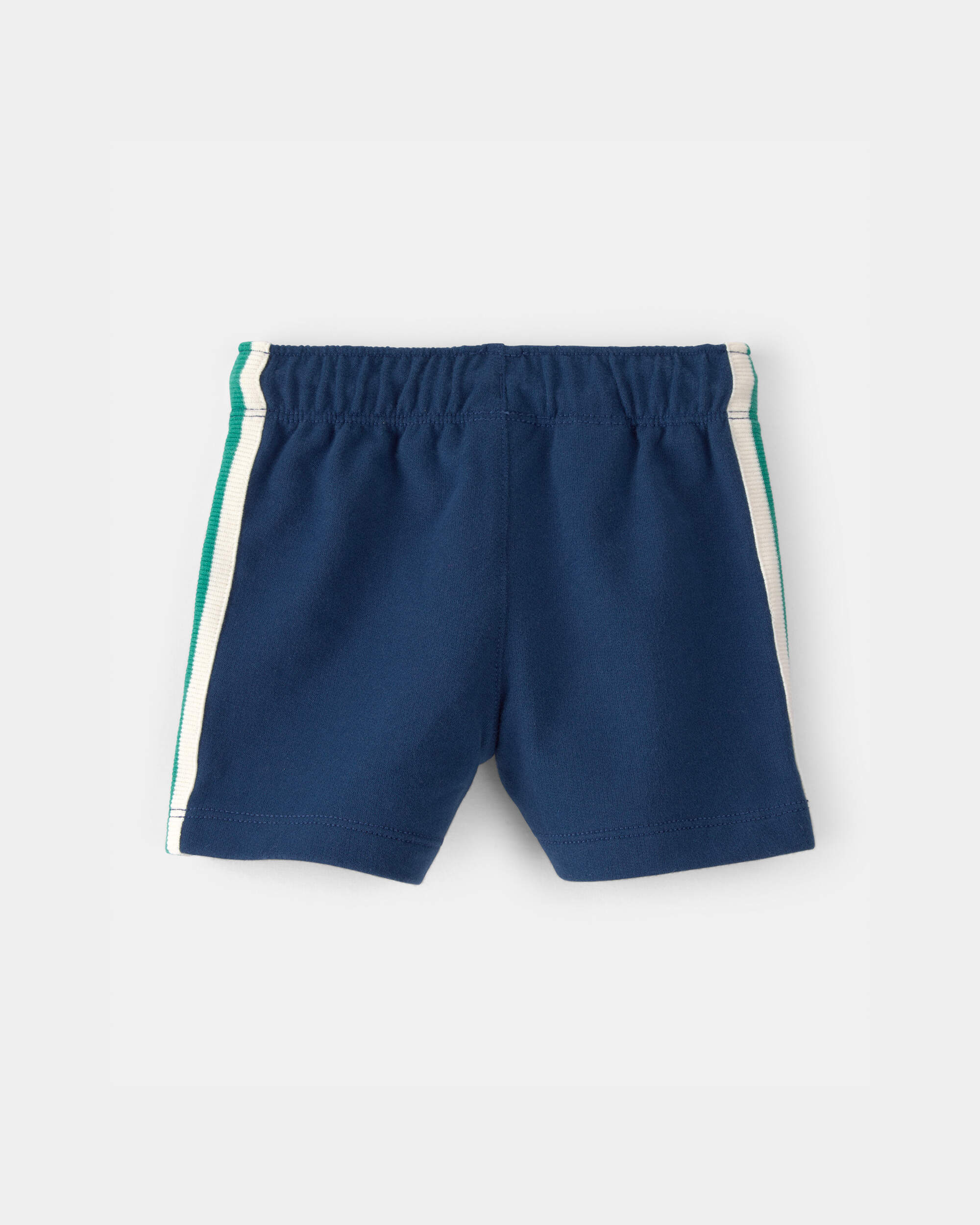 Baby Boy Striped French Terry Shorts - Blue/Green