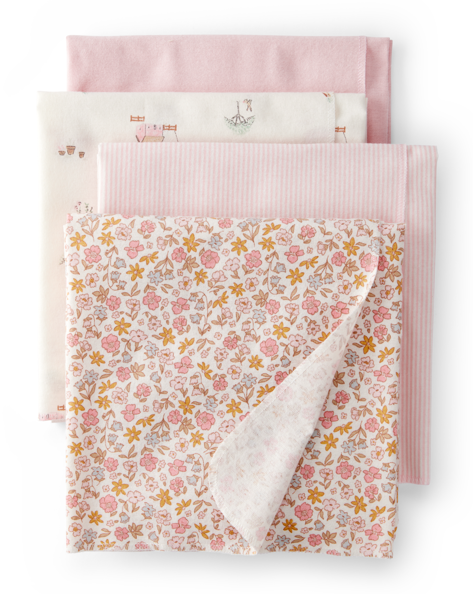 Baby 4-Pack Floral Receiving Blankets