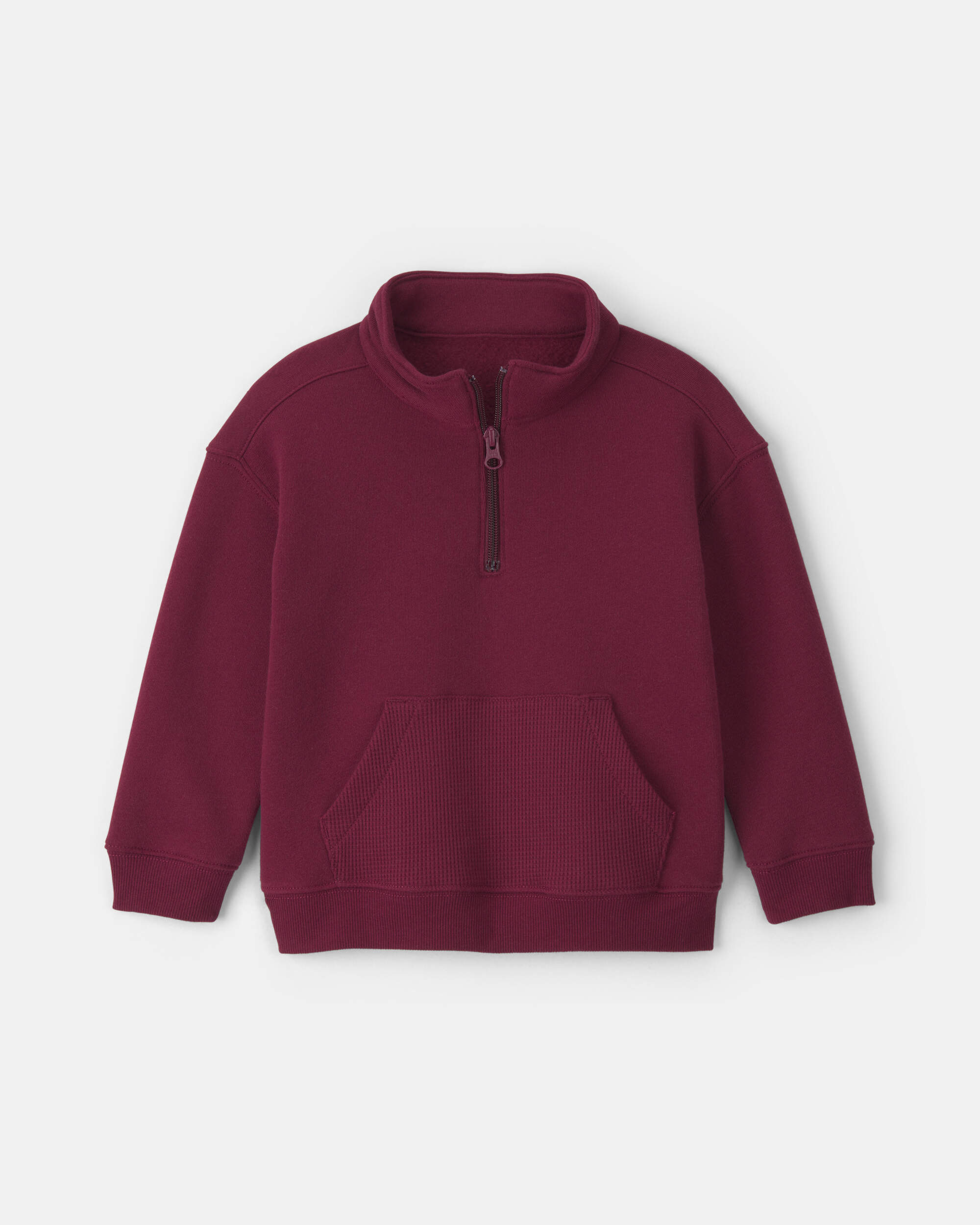 Toddler Boy Fleece Quarter-Zip Pullover Sweatshirt - Burgundy