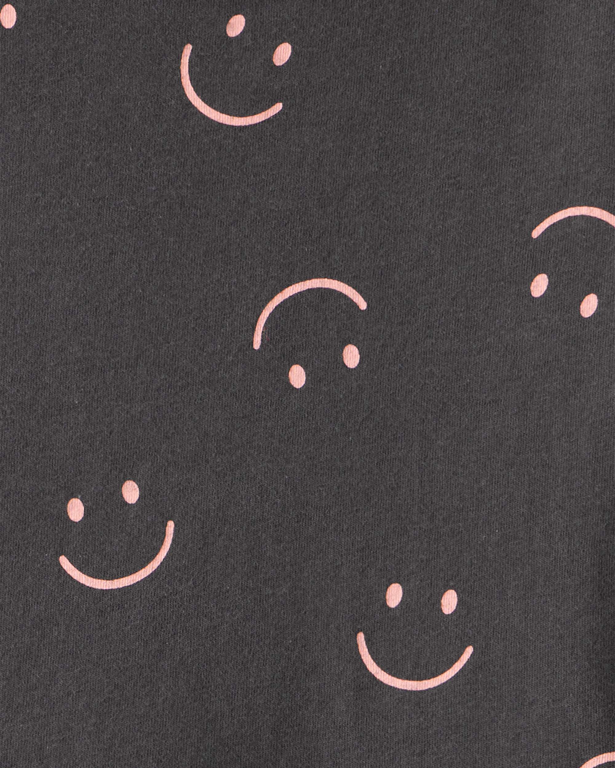 Girls Smile Print Long Sleeve Cotton Dress - Black