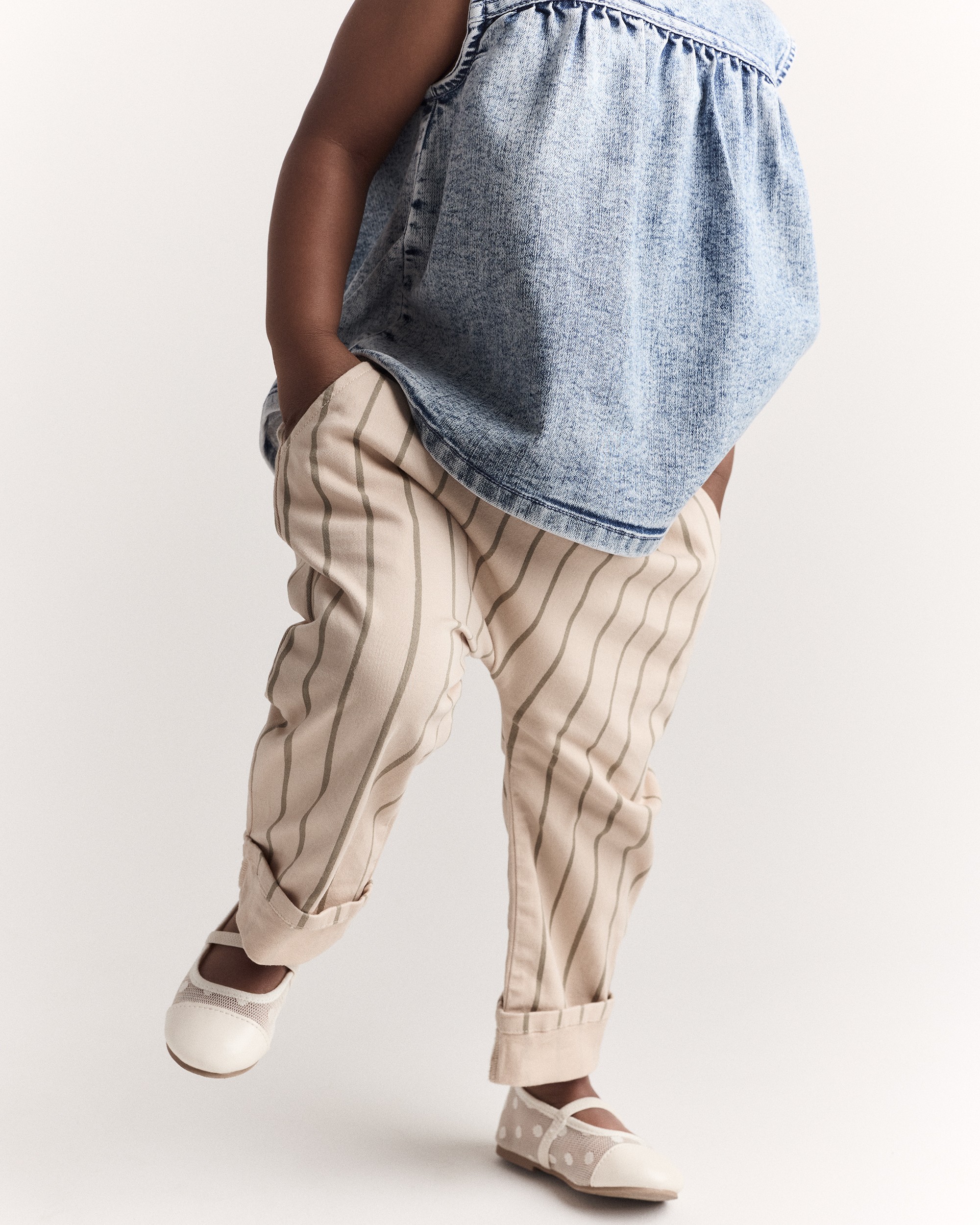 Toddler Striped Playground Pant - Beige/Olive