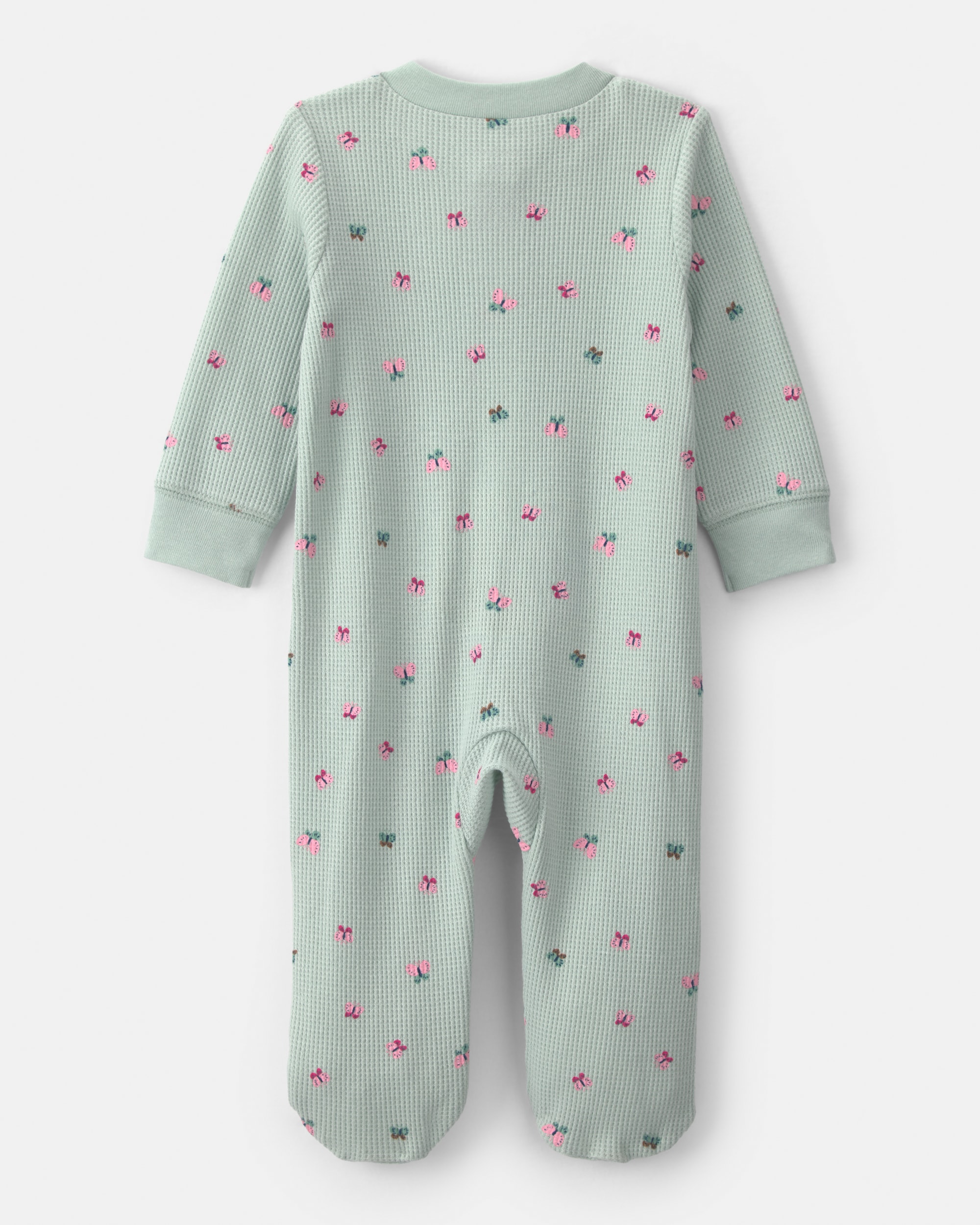Baby Girl Butterfly Cotton 2-Way Zip Thermal Sleeper - Green