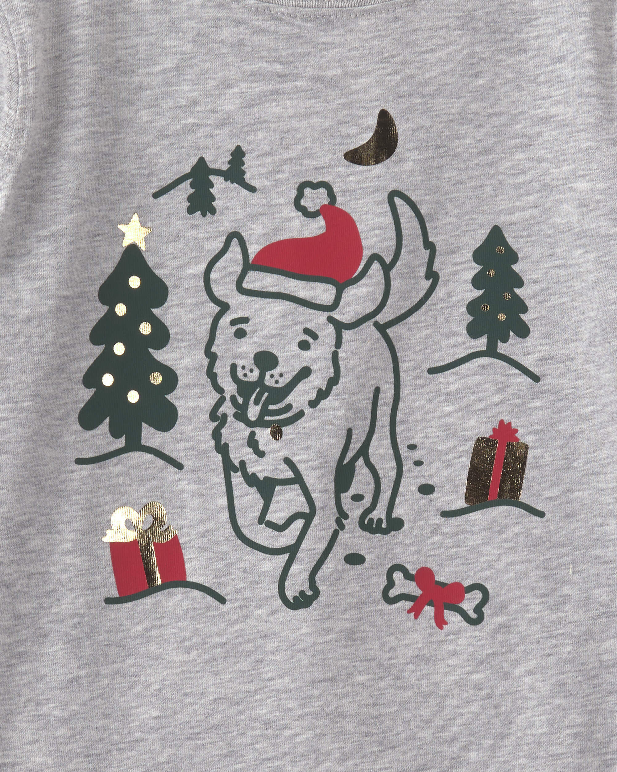 Toddler Boy Christmas Dog Long-Sleeve Graphic Tee - Grey