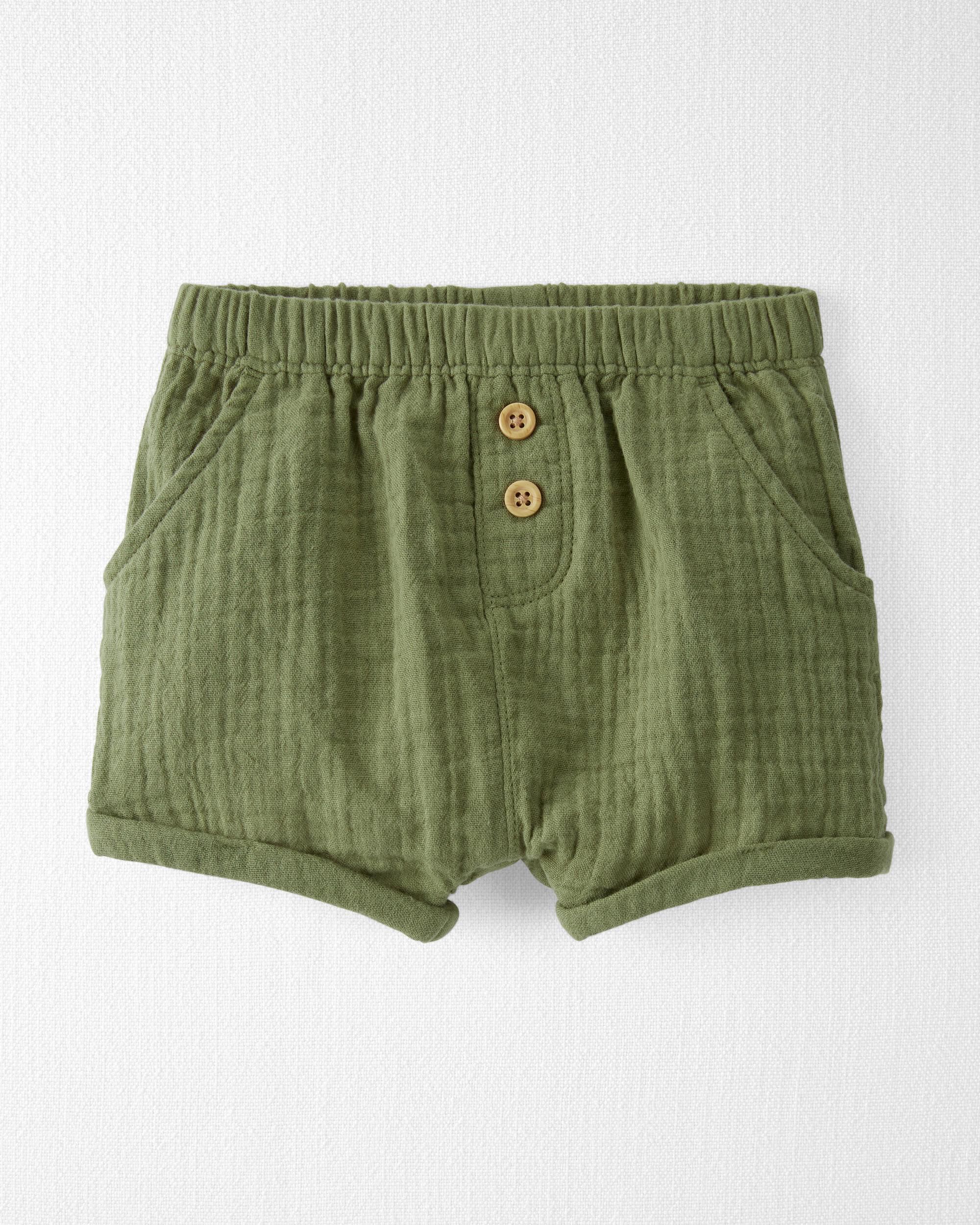Toddler Summer Olive Organic Cotton Gauze Shorts