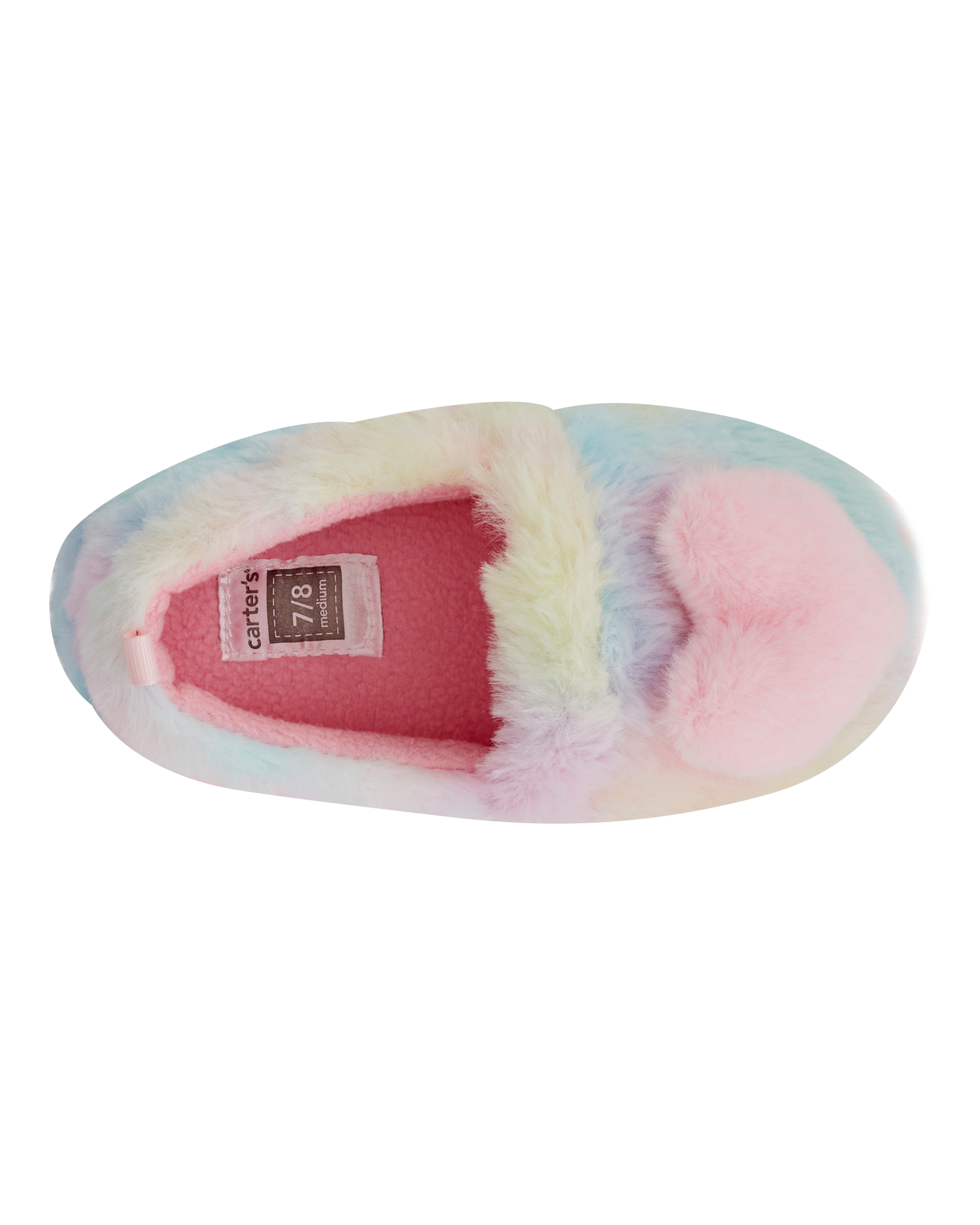 Rainbow Heart Faux Fur Loafer Slippers