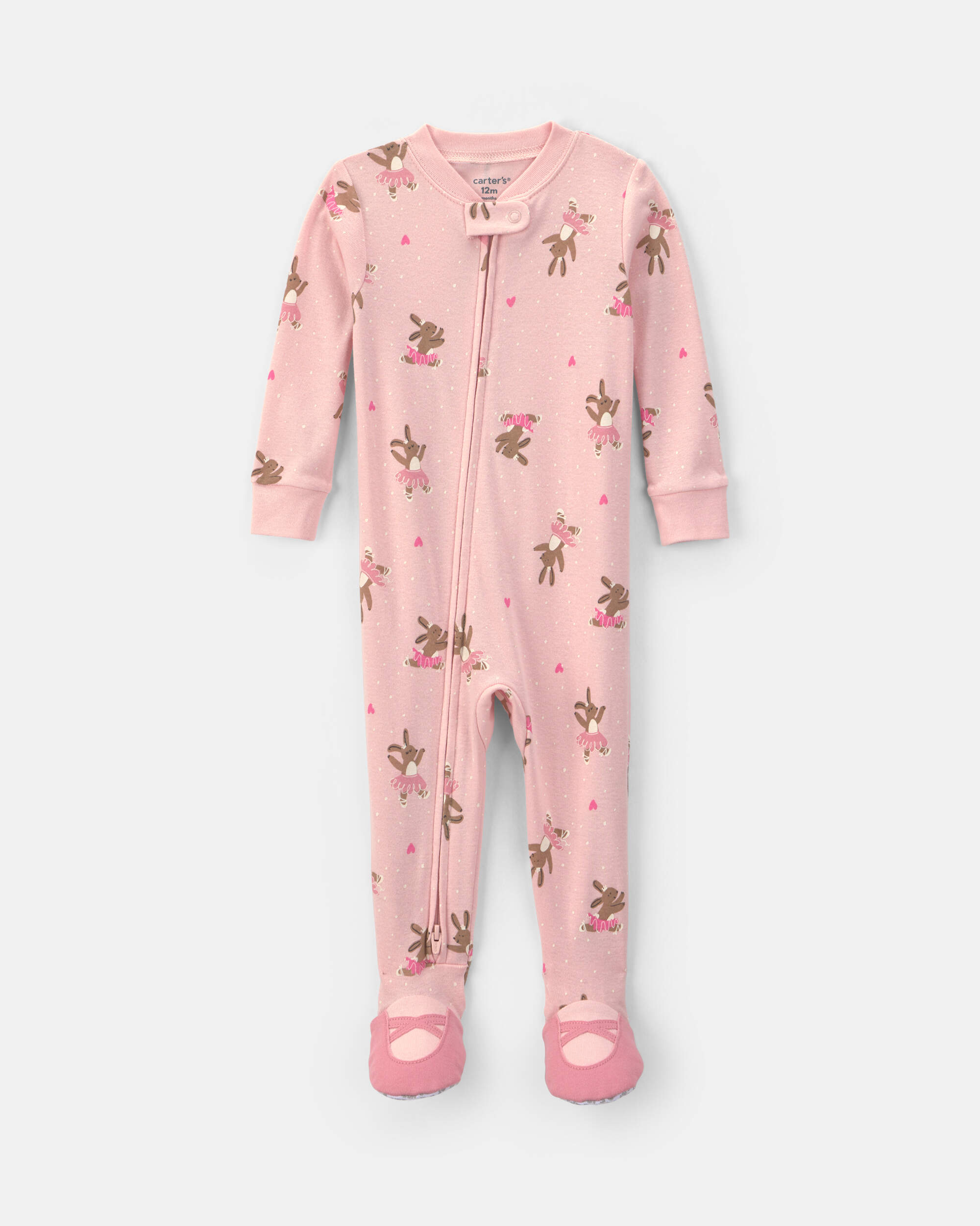 Baby Girl Ballerina Bunny Cotton Snug Fit 1-Piece Pyjama - Pink