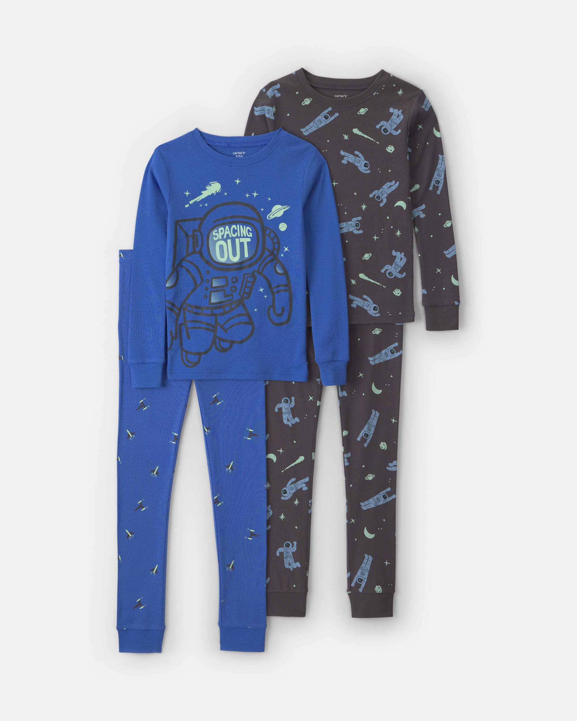 Boys 4-Piece Astronaut 100% Cotton Snug Fit Pyjama Set - Blue