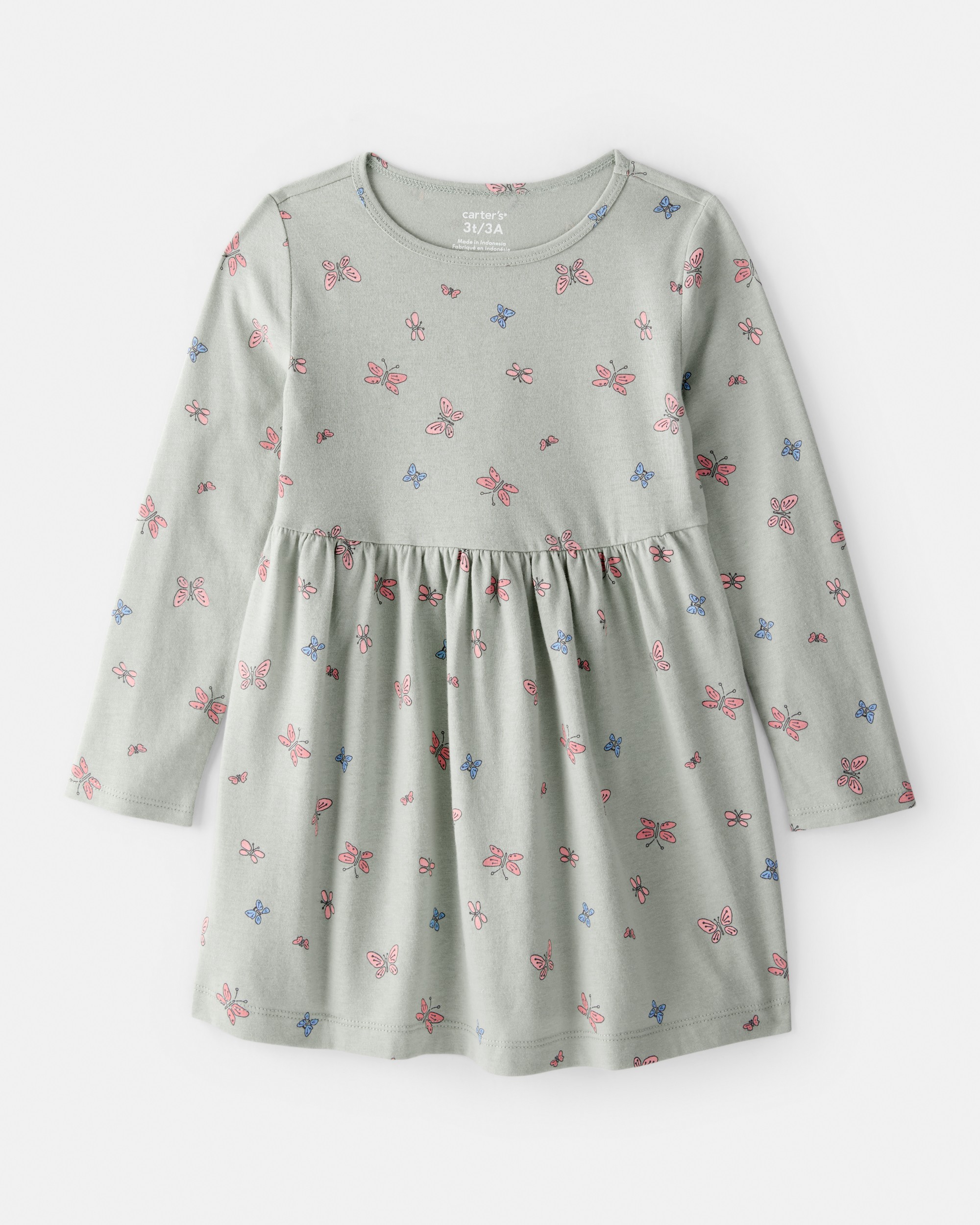 Toddler Girl Butterfly Long-Sleeve Knit Dress - Green