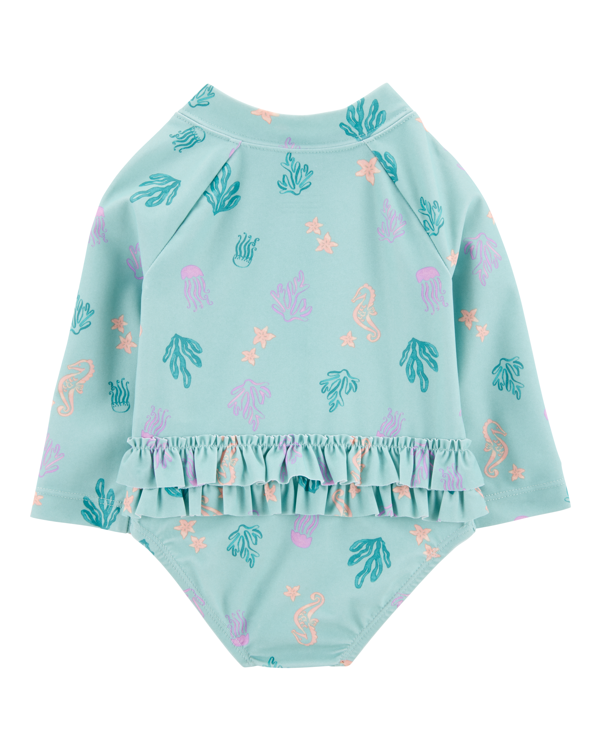 Baby Girl 1-Piece Coral Print Rashguard