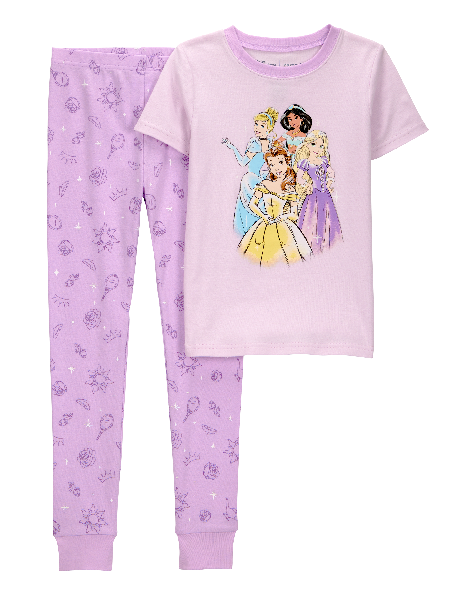 Kid Disney Princess Snug Fit Cotton 2-Piece Pyjamas - Purple