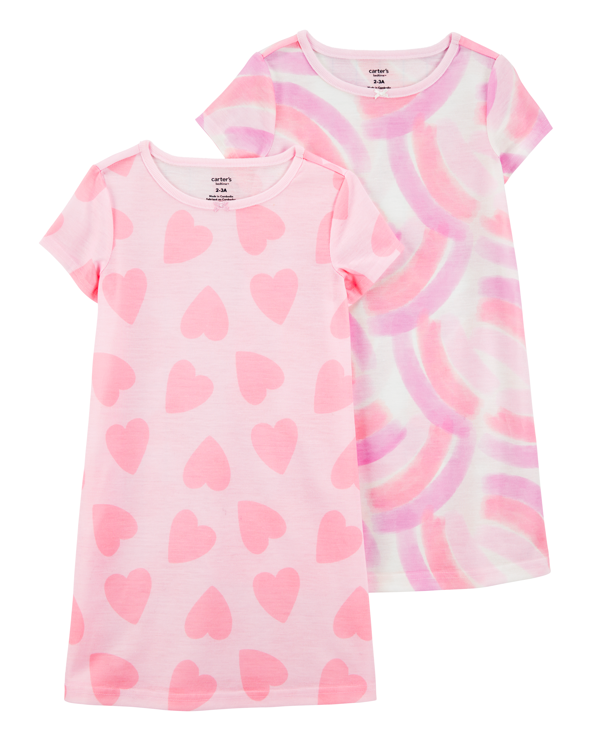Girls 2-Pack Rainbow Hearts Nightgowns