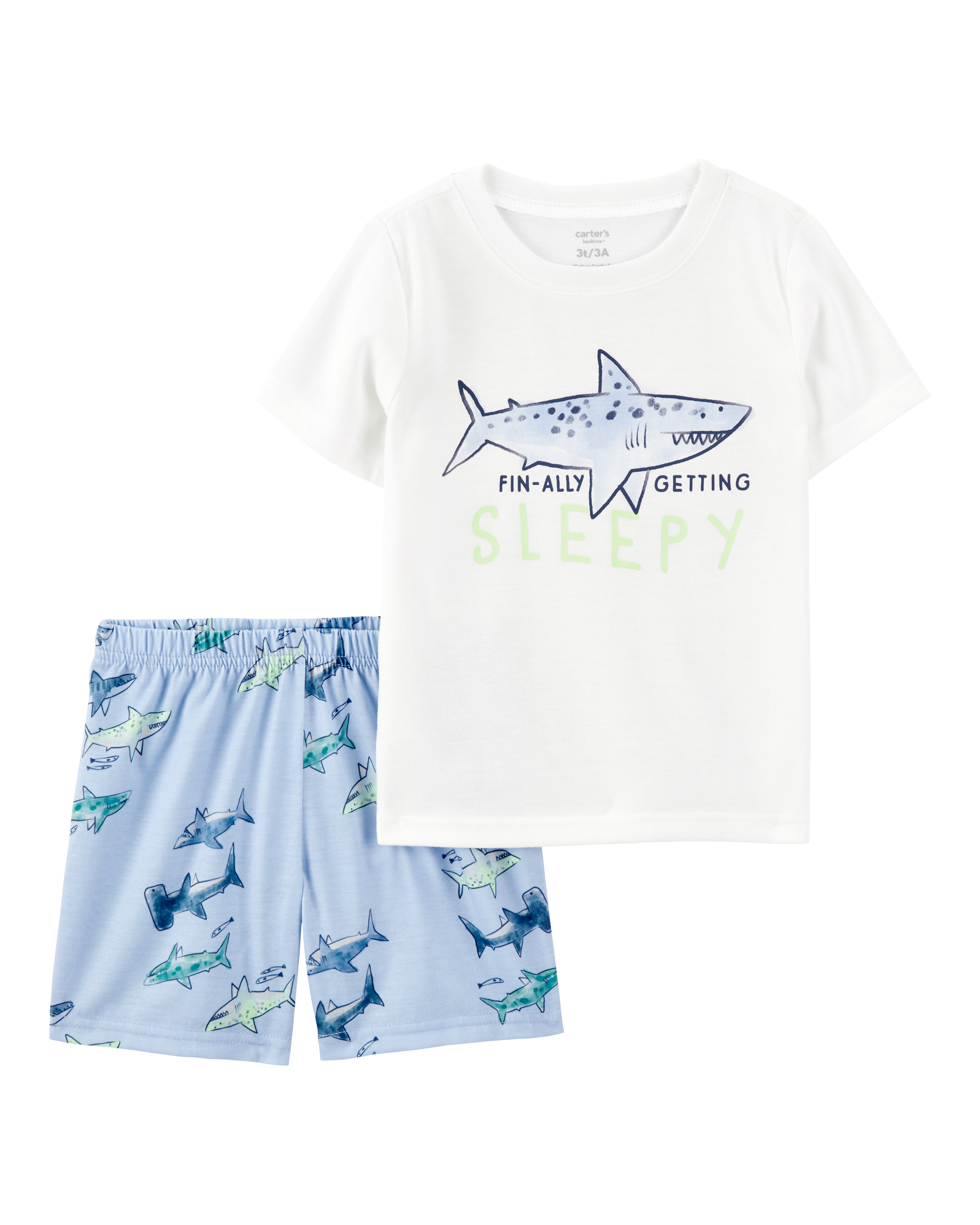 Toddler Boy Shark Print Loose Fit 2-Piece Pyjamas - Blue