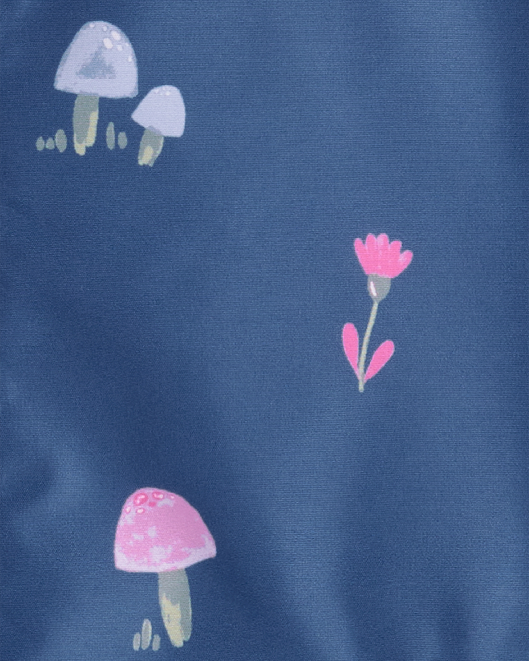 Toddler Girl Mushroom & Flower Print Rain Jacket - Navy