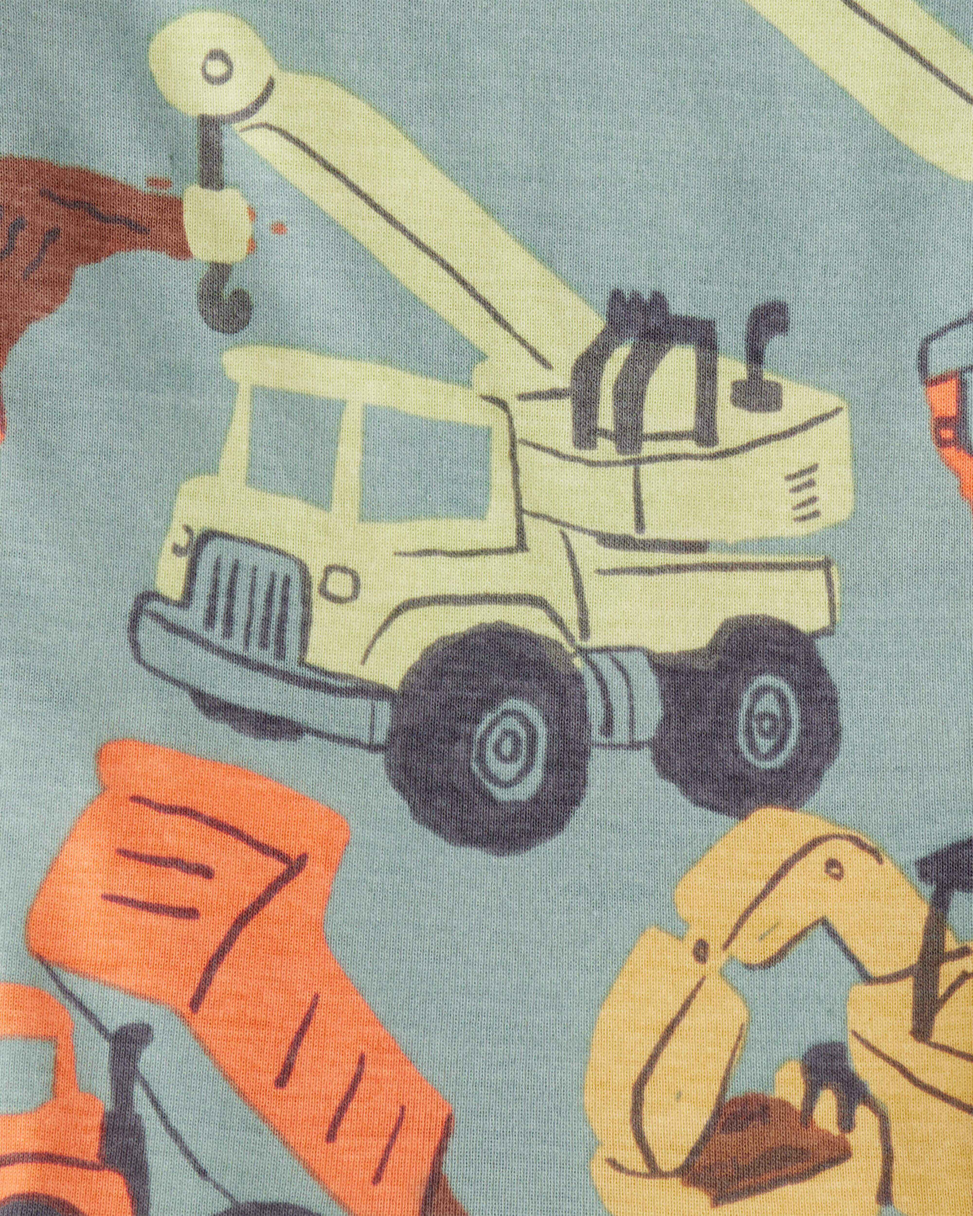 Baby Boy Construction Print 100% Cotton Long-Sleeve 4-Piece Pyjamas - Blue/White/Navy