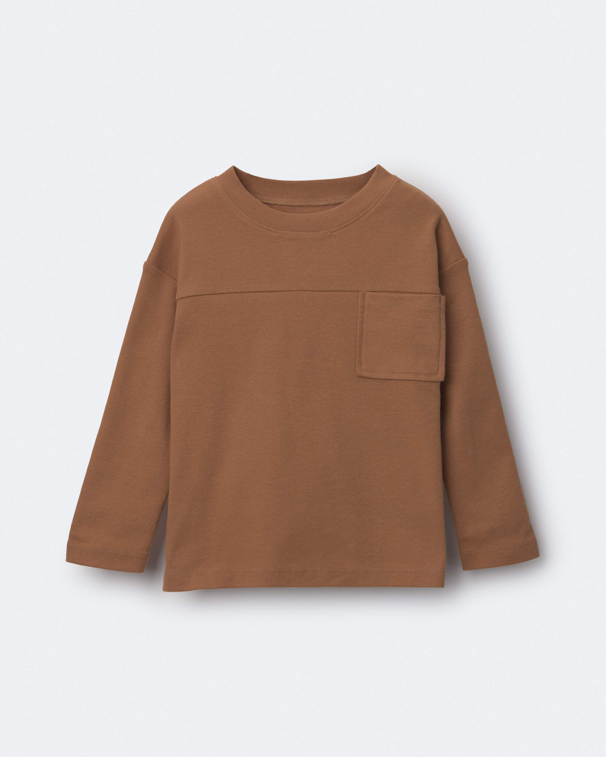 Toddler Ribbed Long-Sleeve Pocket Tee - Brown