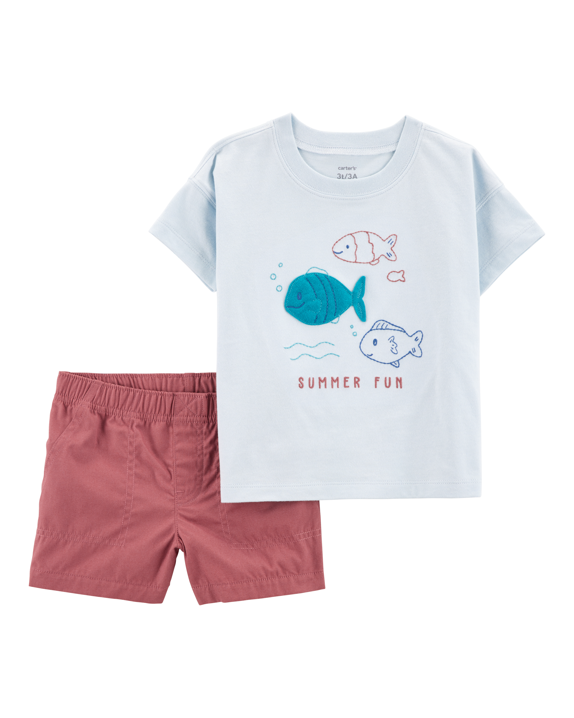 Toddler 2-Piece Fish Summer Fun Tee & Pull-On Shorts Set