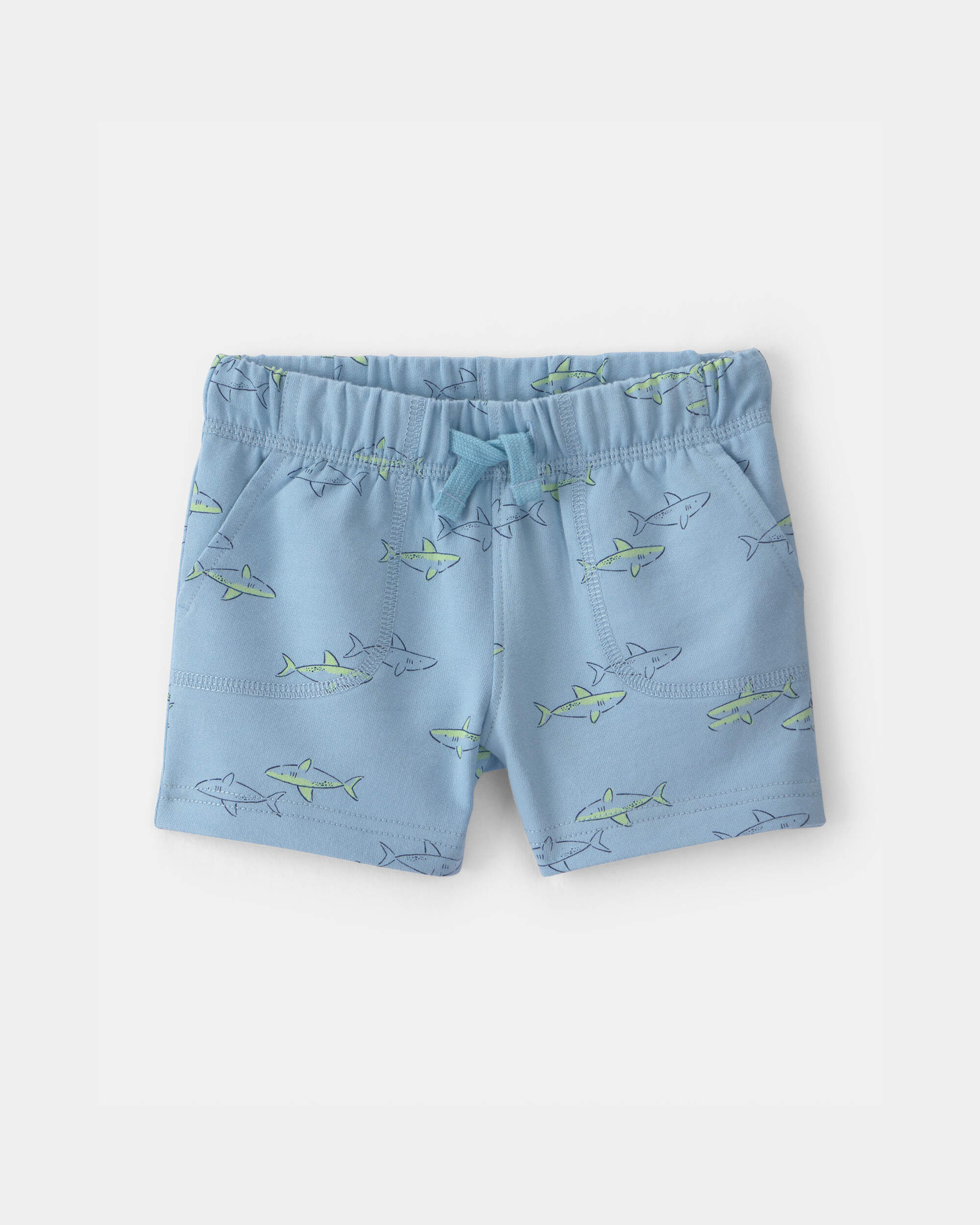 Baby Boy Shark French Terry Shorts - Blue