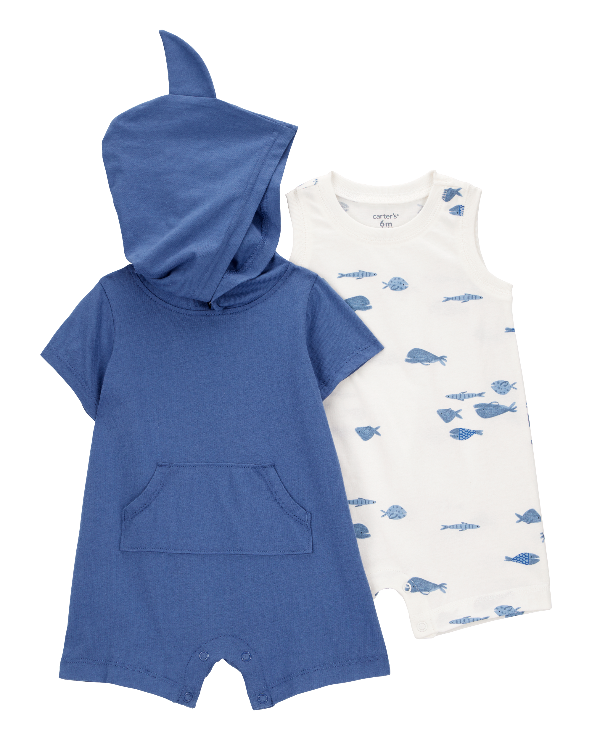Baby 2-Pack Shark Romper Set - Blue