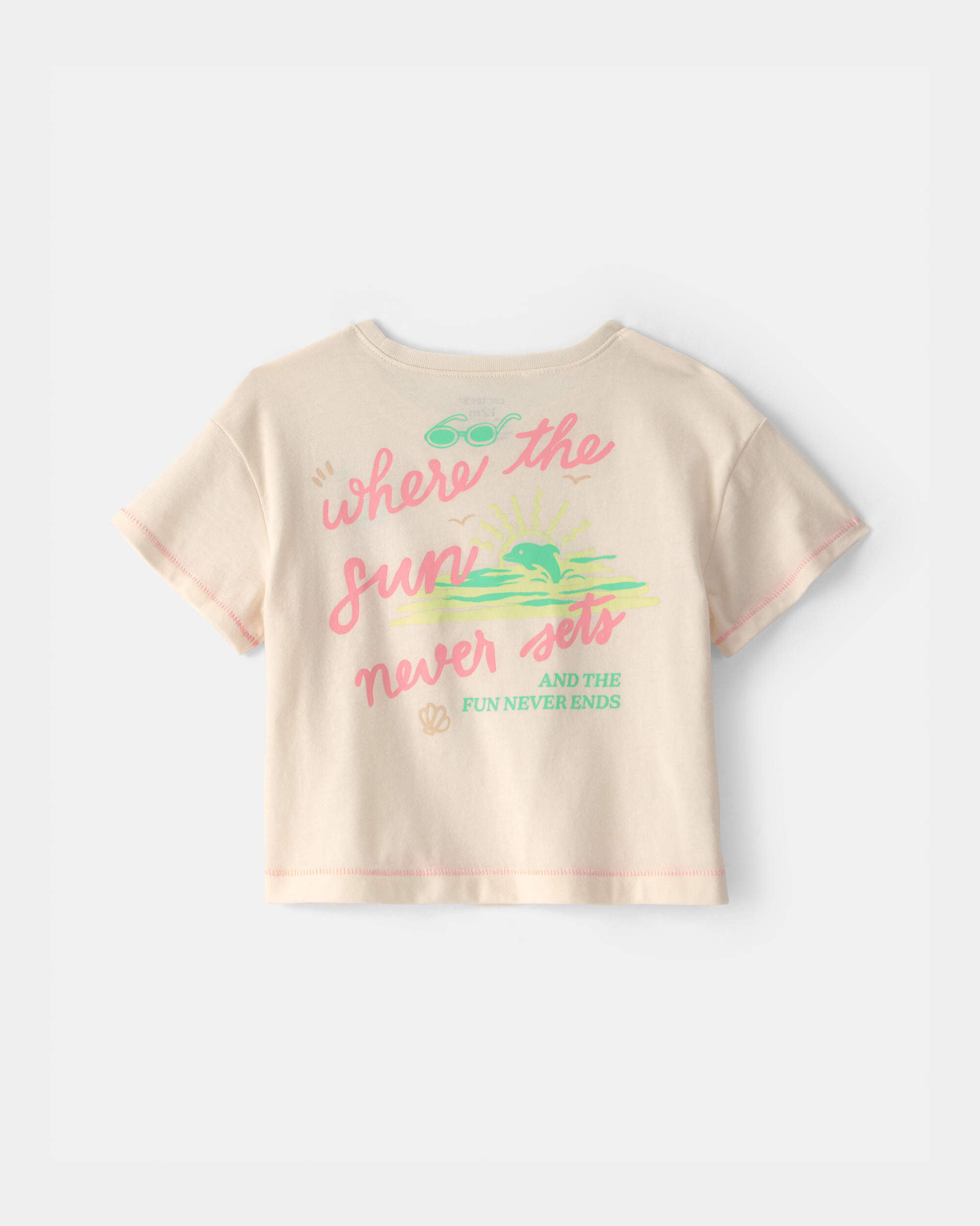 Baby Girl 'Where the Sun Never Sets' Graphic Tee - Cream