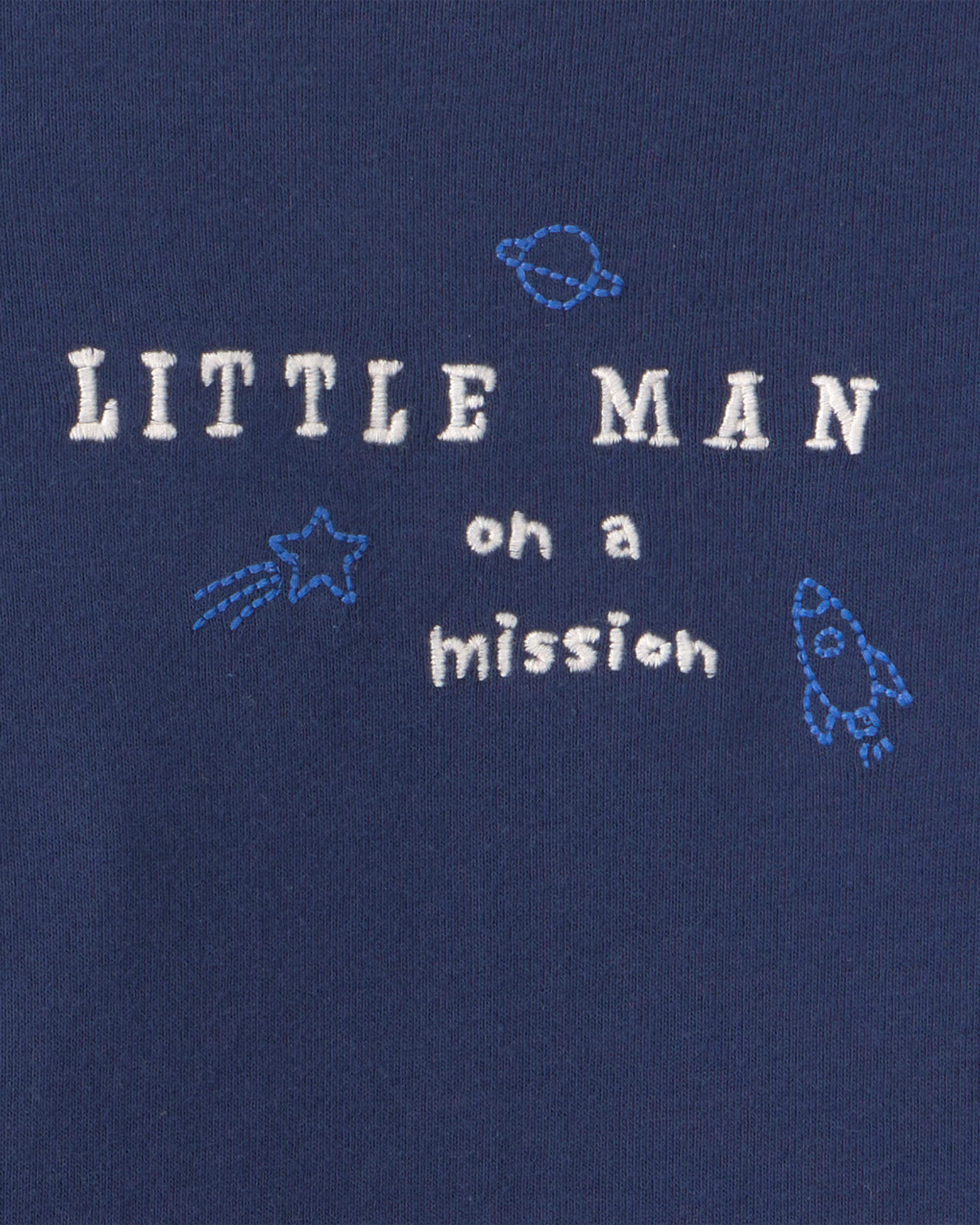 Baby Boy 2-Piece 'Little Man On a Mission' Space Long-Sleeve Bodysuit & Pant Set - Navy Blue