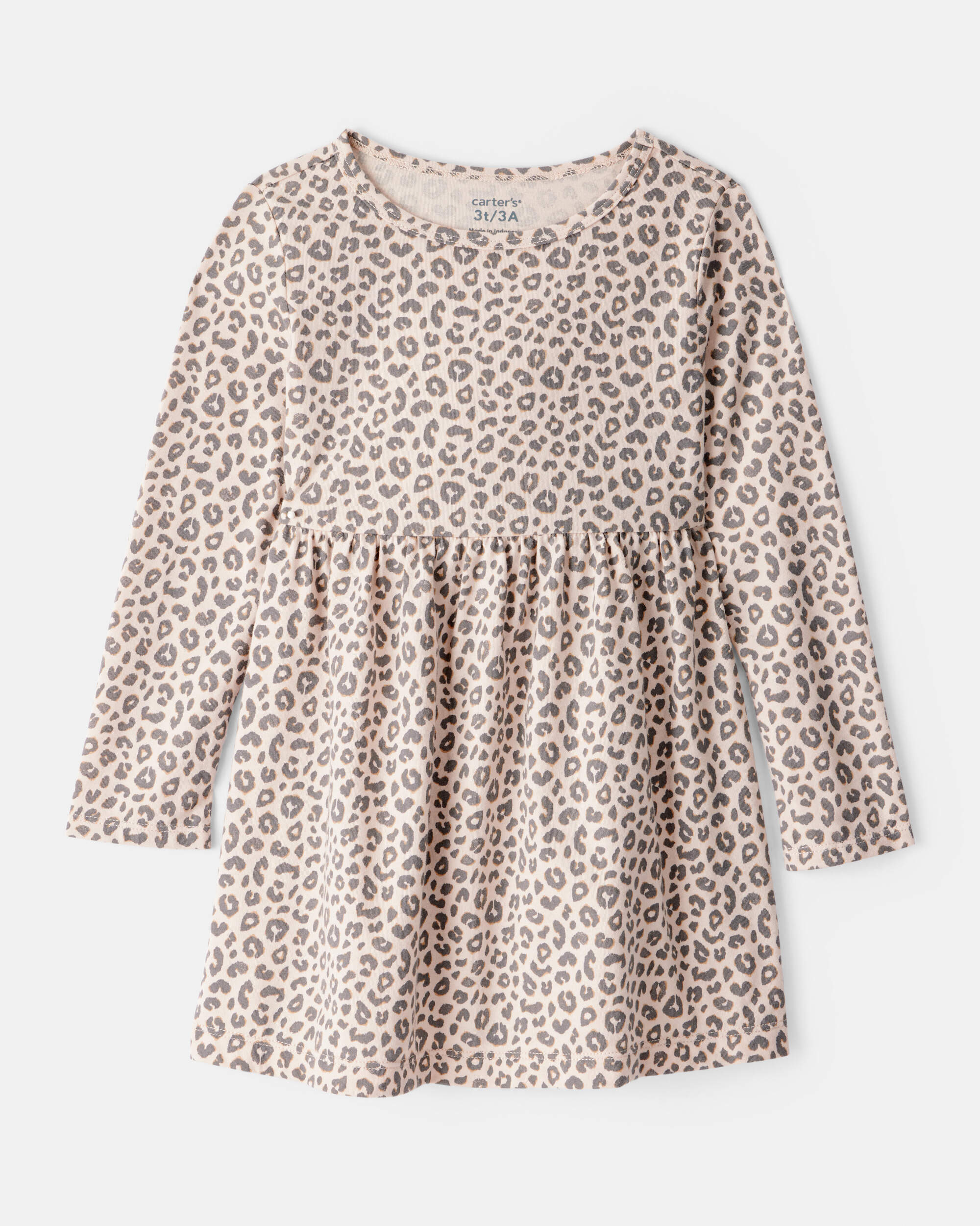 Toddler Girl Leopard Print Long-Sleeve Dress - Brown