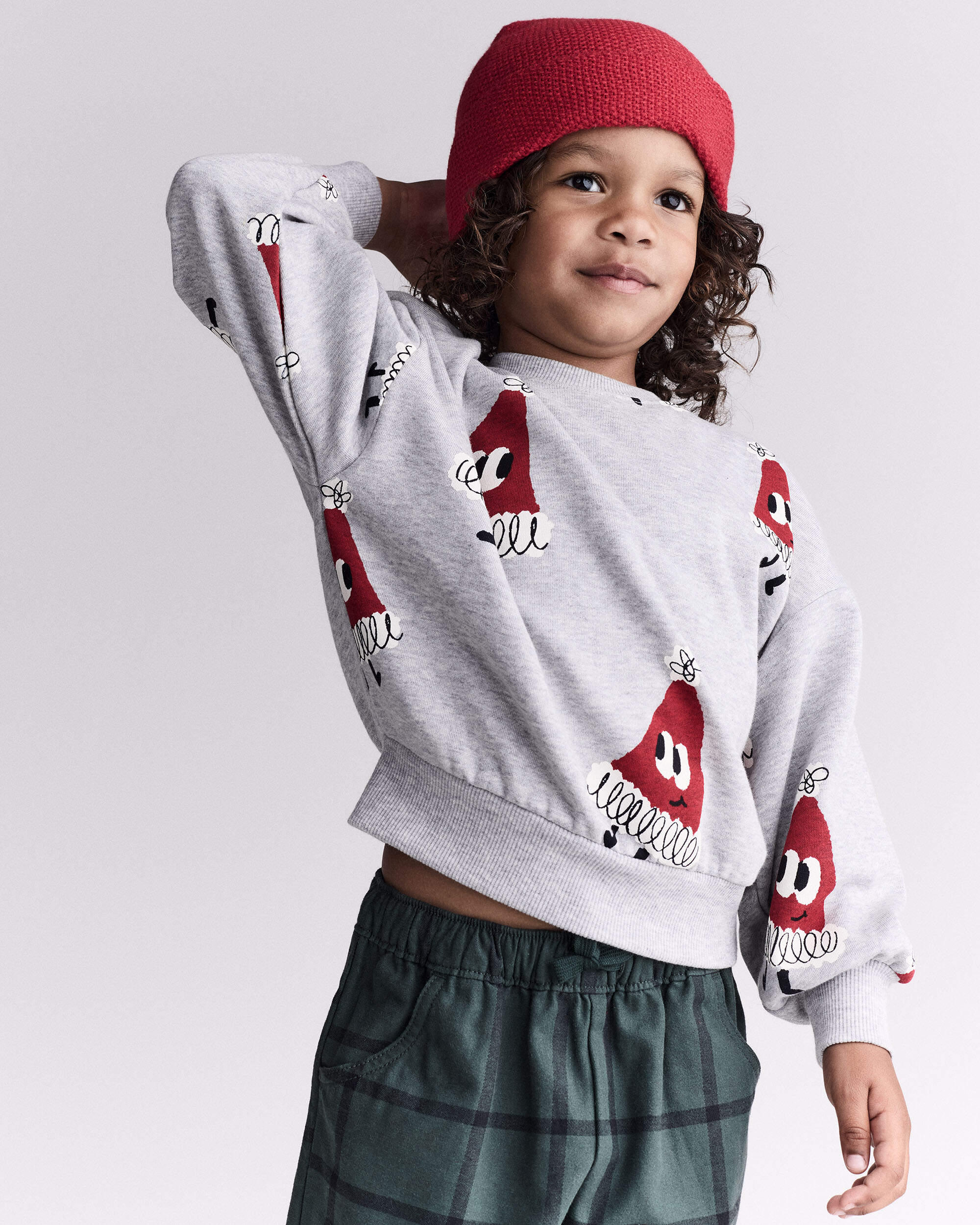 Toddler Santa Hat Dolman-Sleeve Sweatshirt - Heather Grey