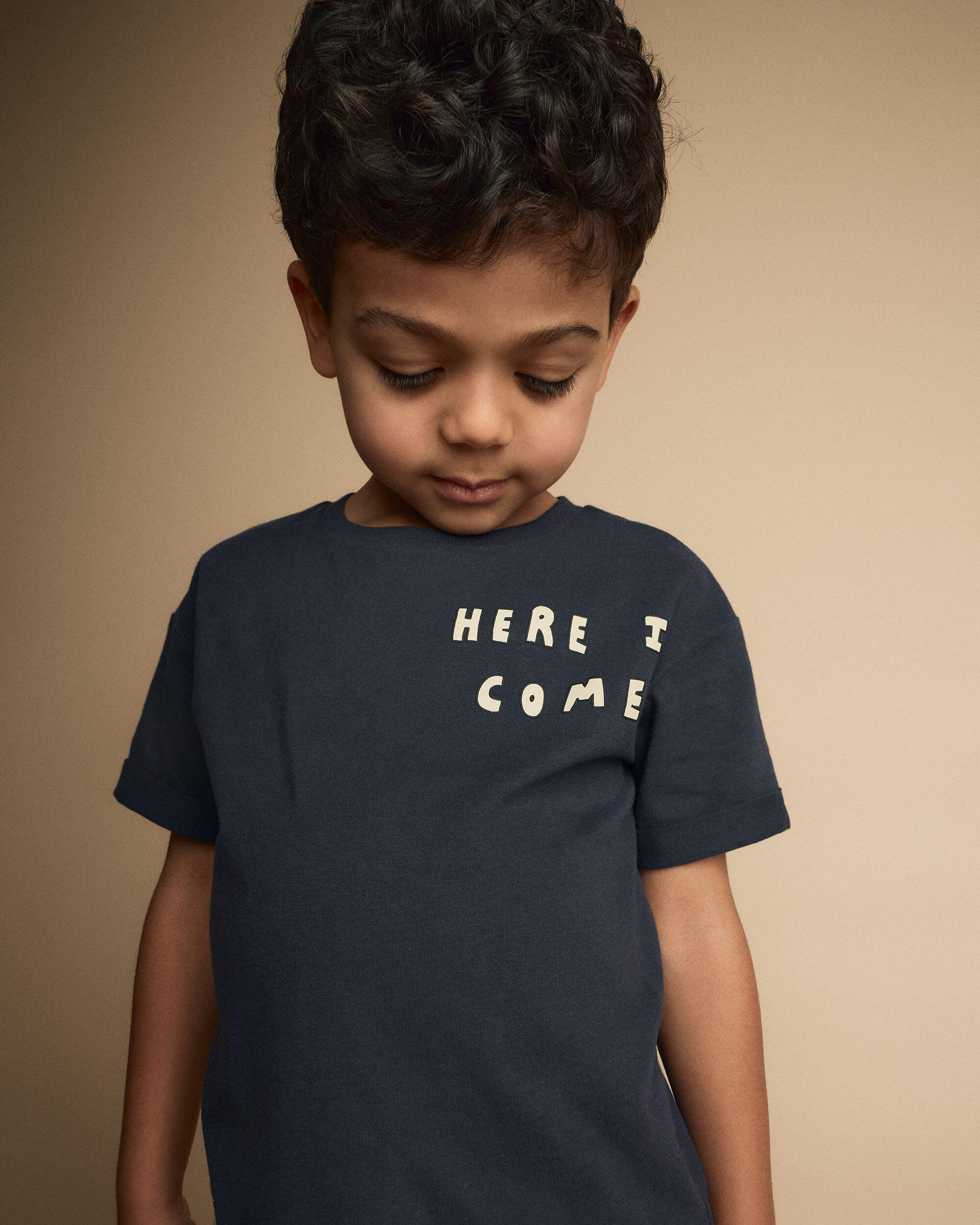 Toddler 'Here I Come' Rolled Cuff Tee - Navy
