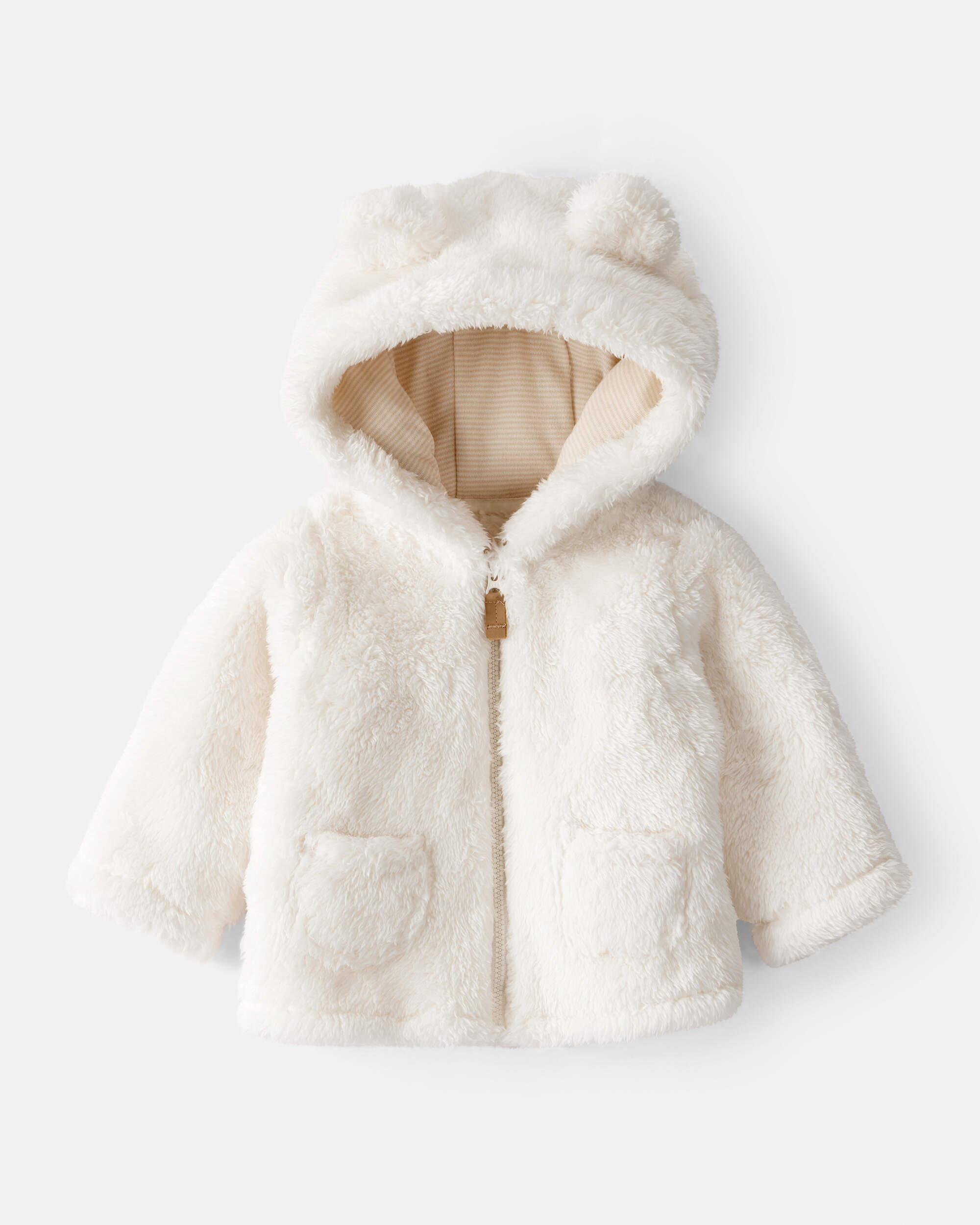 Baby Sherpa Hooded Long-Sleeve Sweater - White