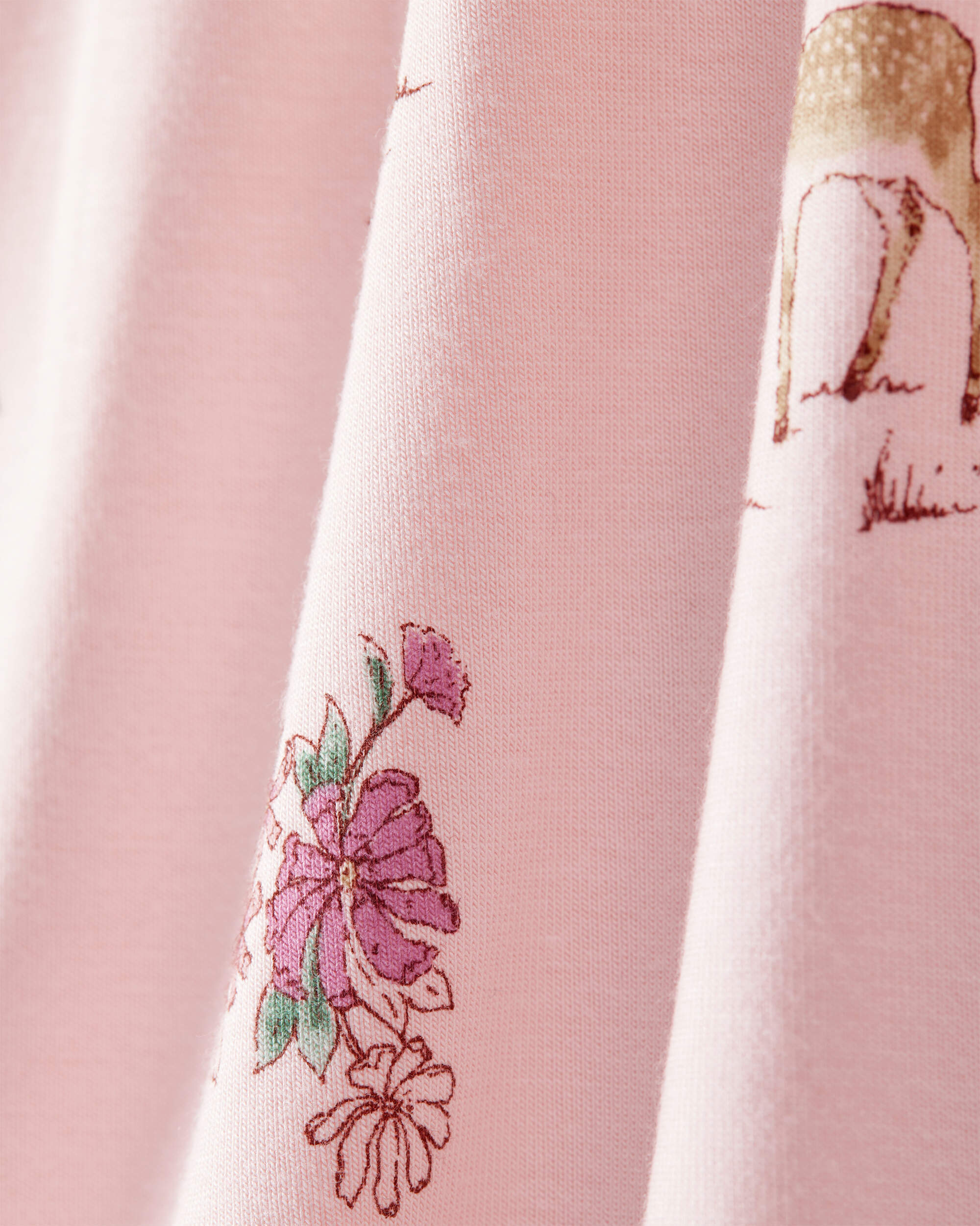 Baby Girl Deer & Floral Print PurelySoft Long-Sleeve 2-Way Zip 1-Piece pyjamas - Pink