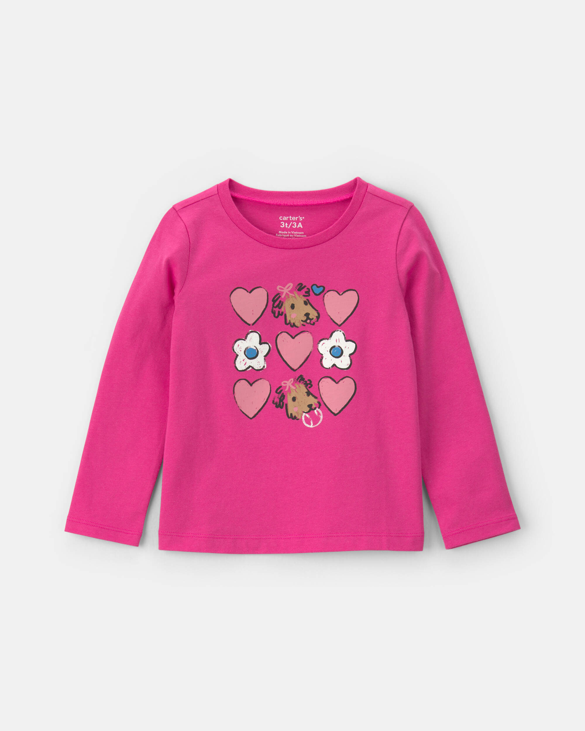 Toddler Girl Heart Long-Sleeve Graphic Tee - Pink