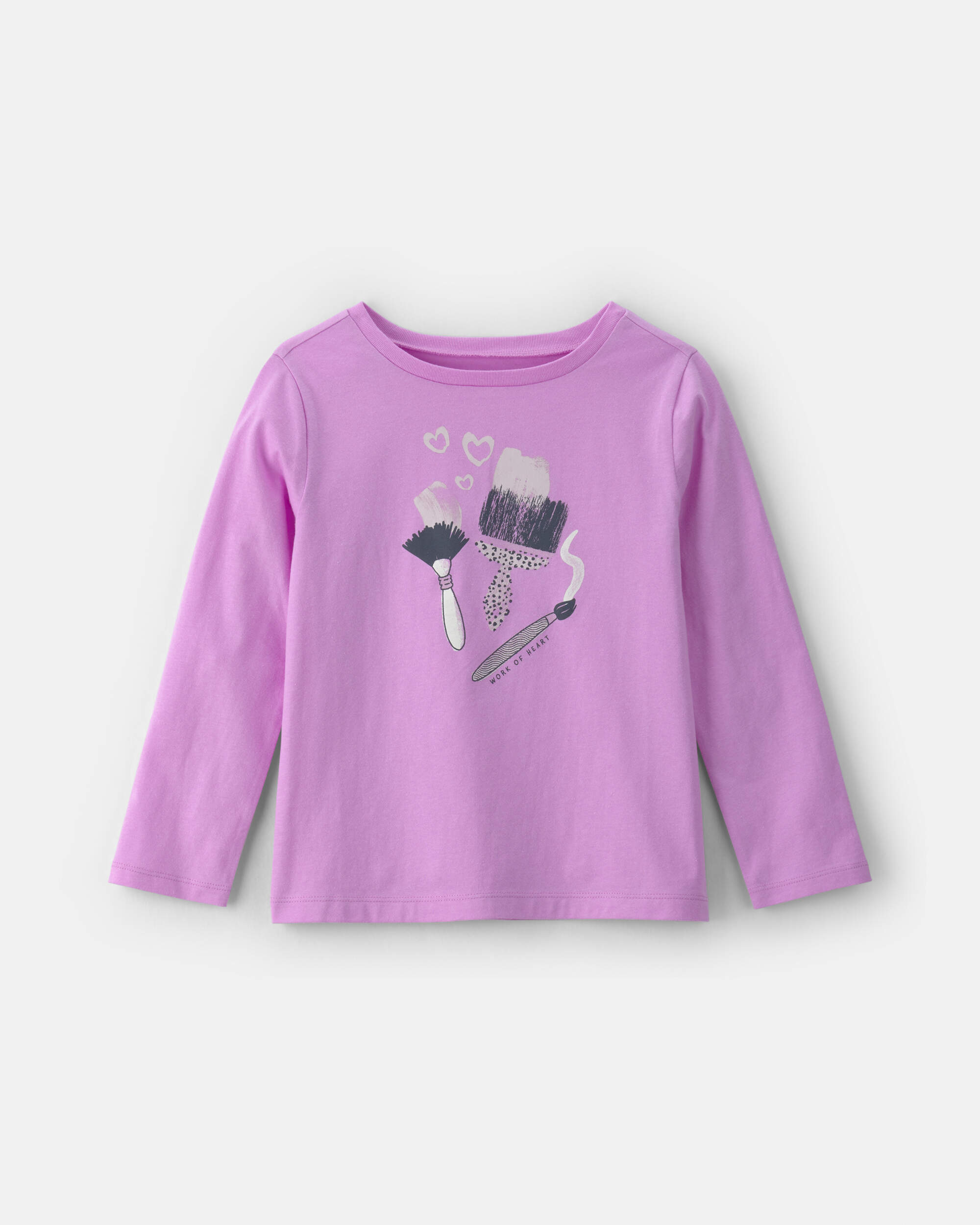 Girls 'Work of Heart' Paintbrush Long-Sleeve Graphic Tee - Purple