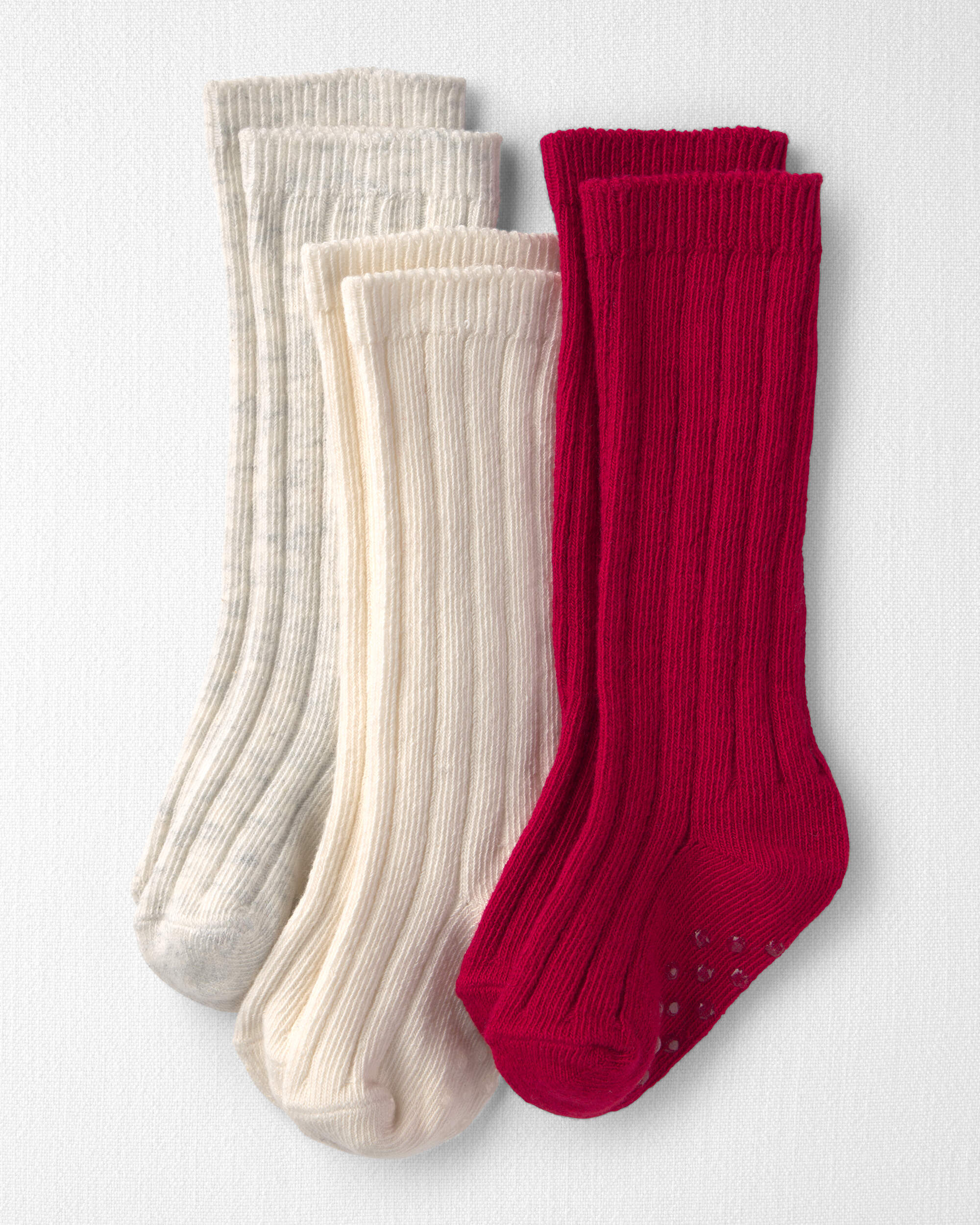 Baby Girl 3-Pack No-Slip Knee-High Socks Made with Organic Cotton