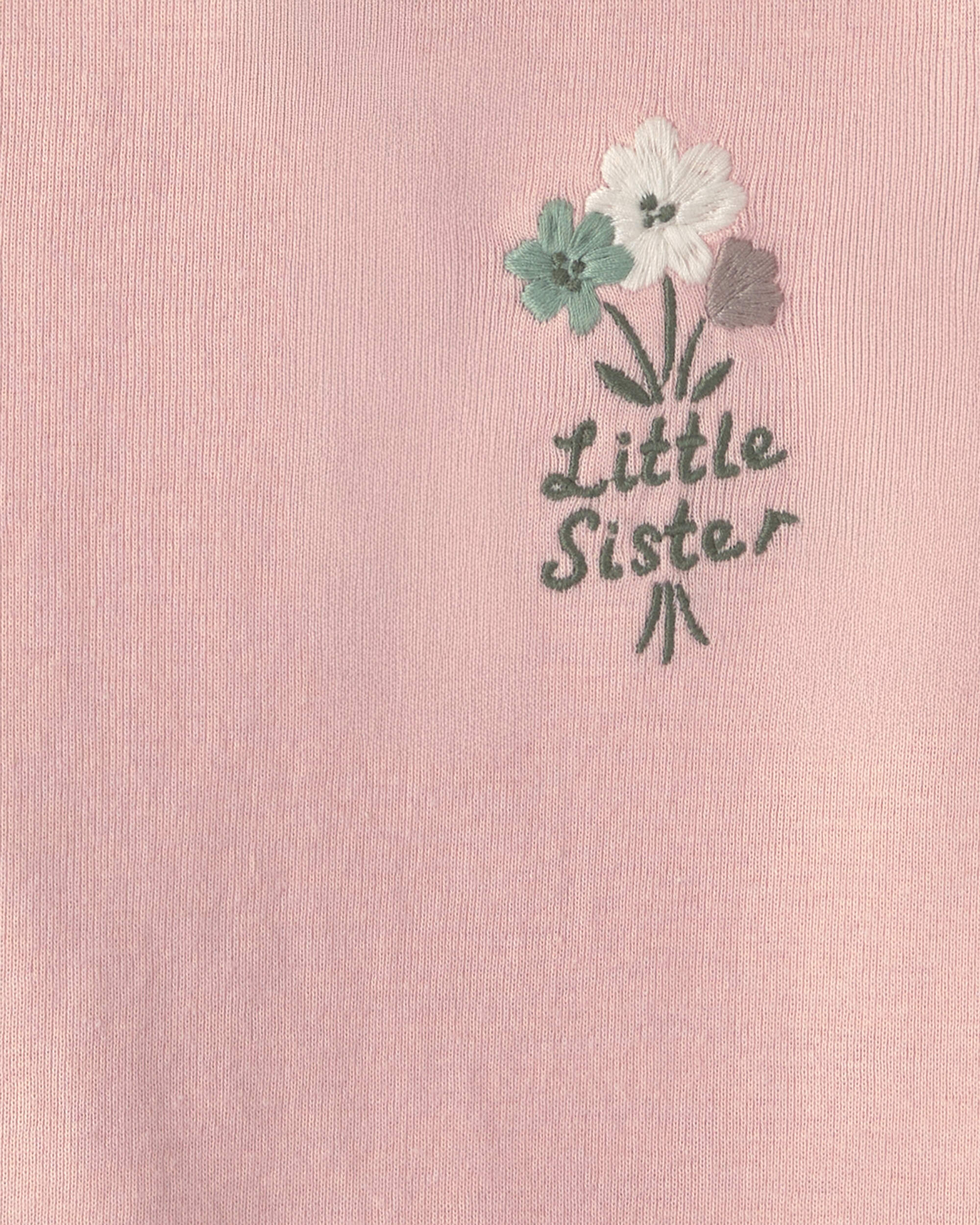 Baby Girl 2-Piece 'Little Sister' Floral Bodysuit & Pant Set - Pink