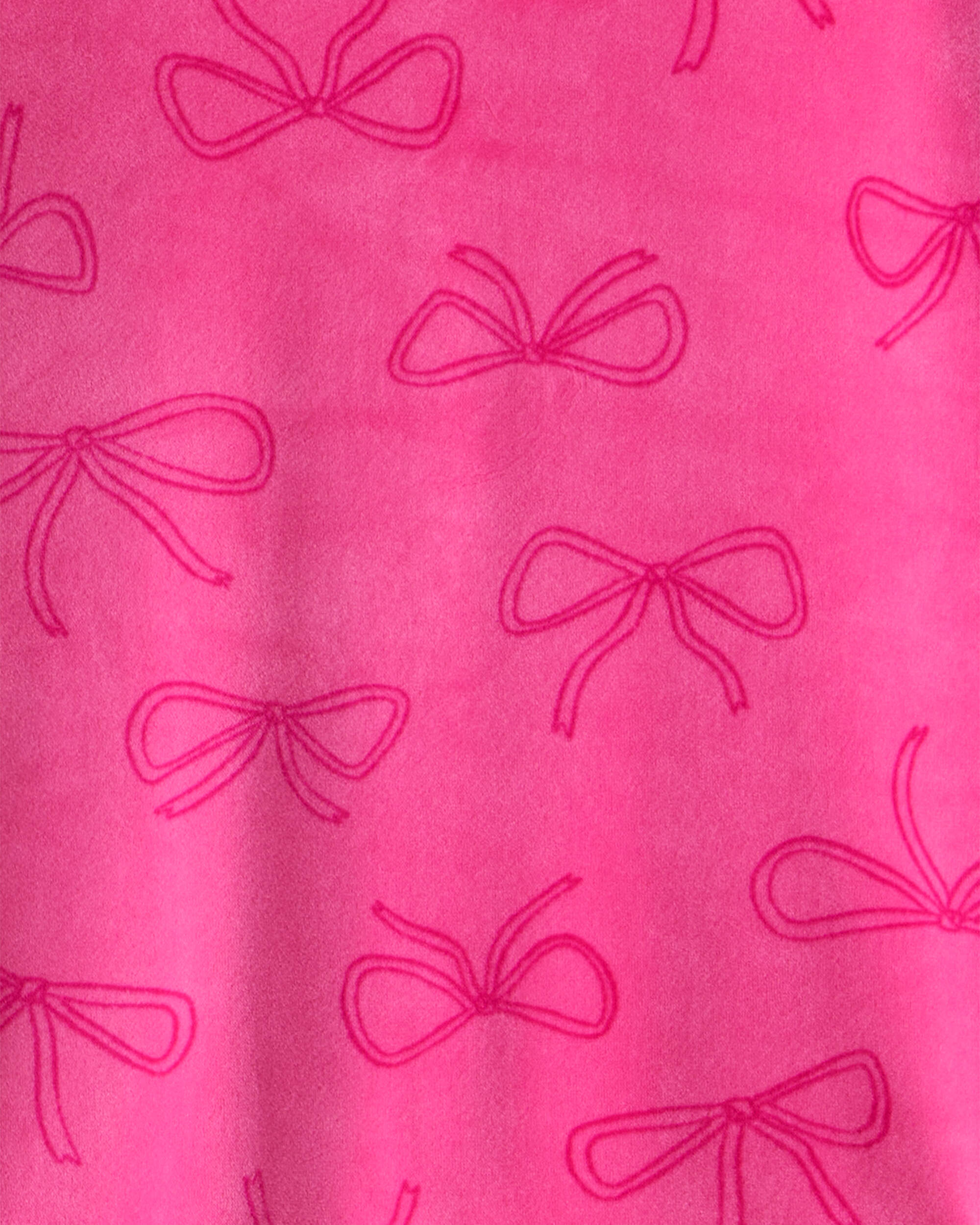 Girls Bow Print DreamPlush Long-Sleeve Snug Fit 2-Piece Pyjamas - Pink