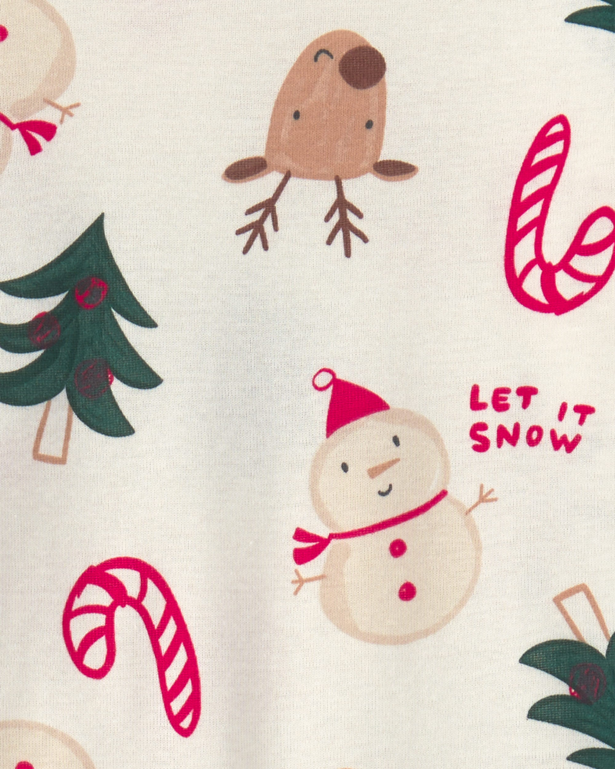 Toddler 2-Piece Christmas Holiday Icon 100% Cotton Snug Fit Pyjama Set - Cream
