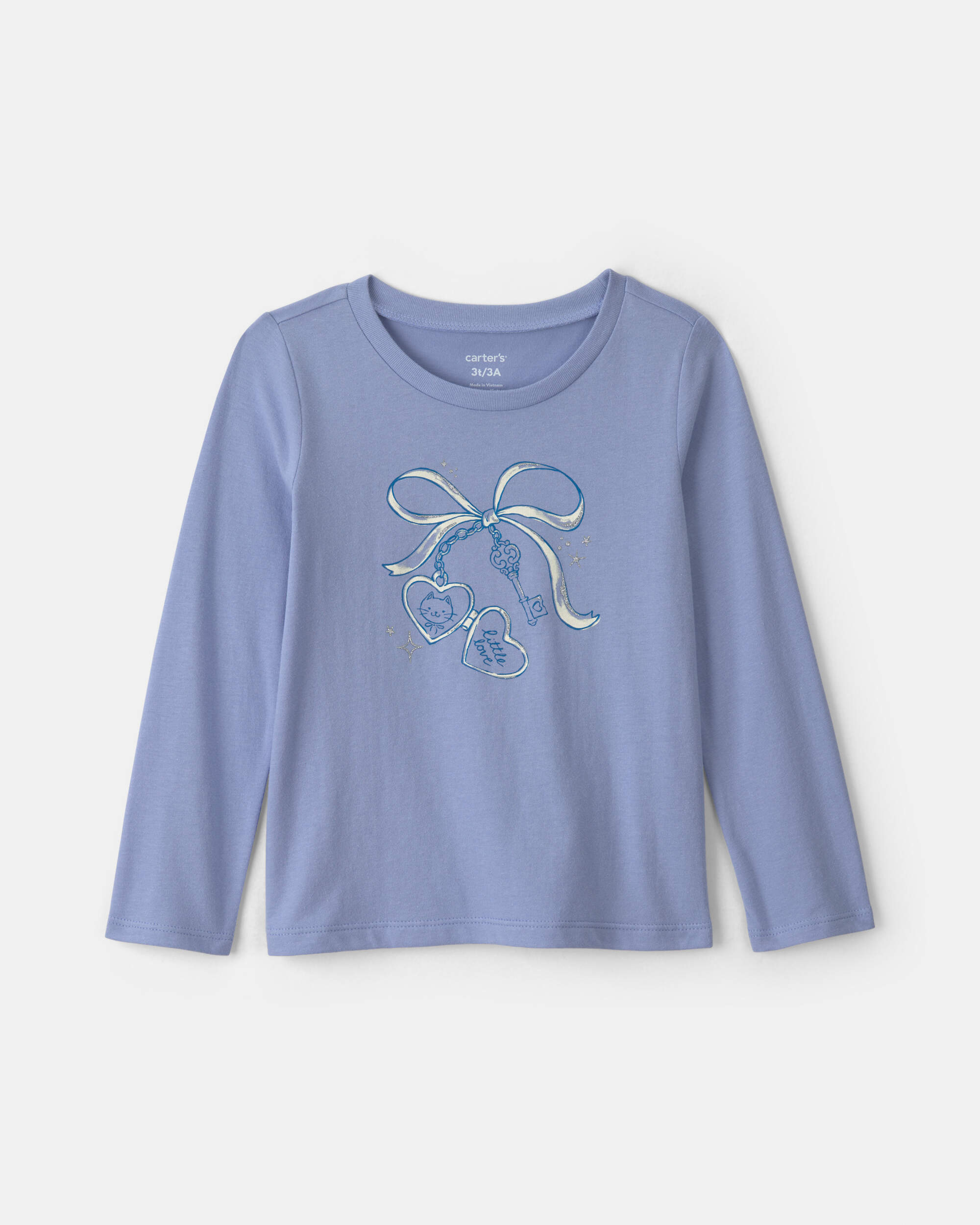 Toddler Girl Bow Long-Sleeve Graphic T-Shirt - Blue