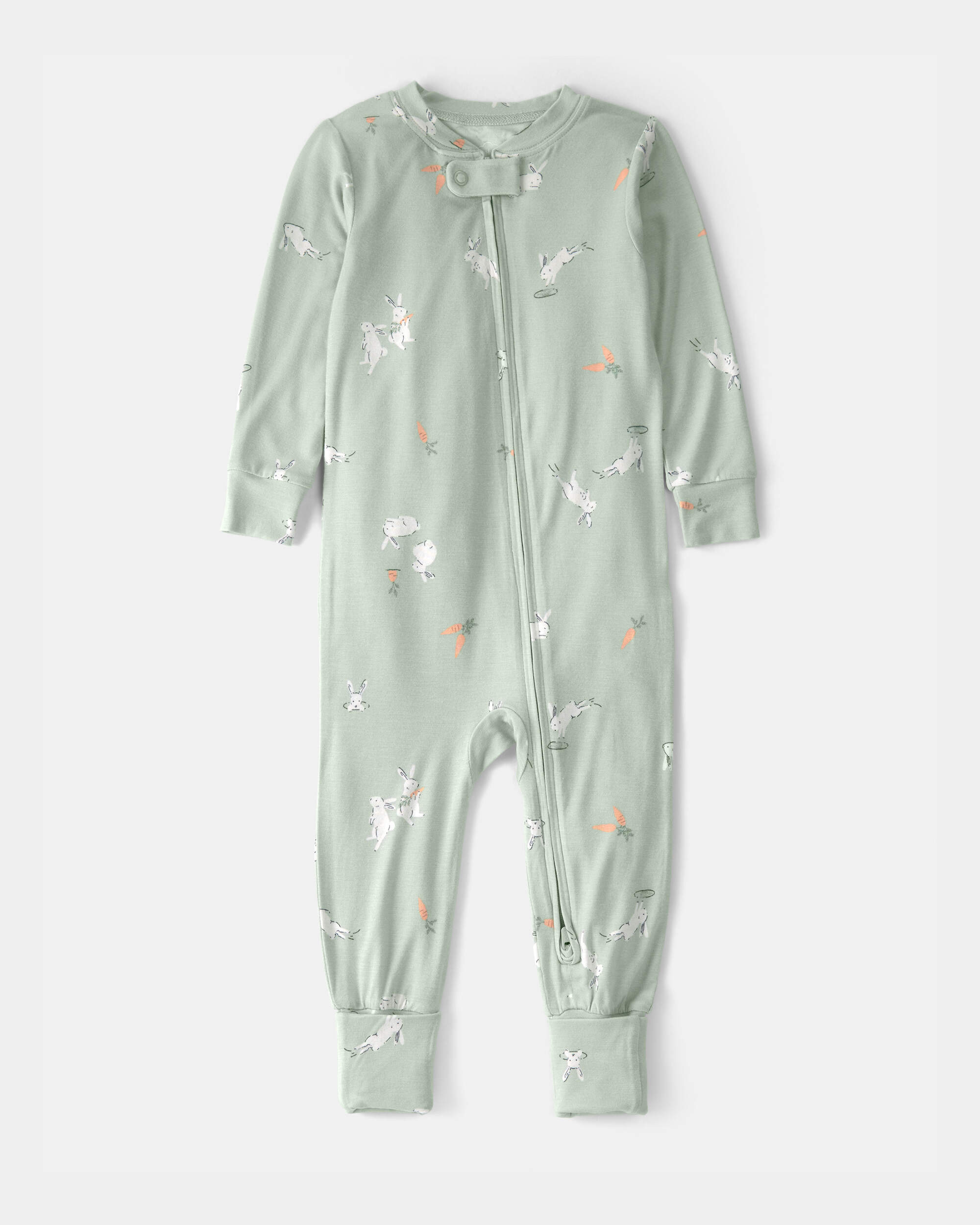 Toddler Bunny PurelySoft 1-Piece 2-Way Zip Pyjama - Green