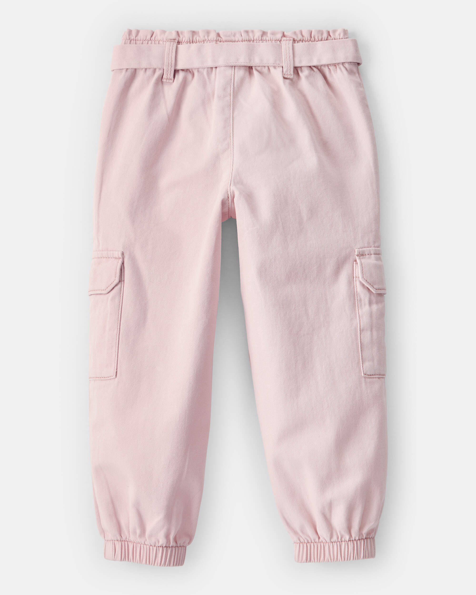 Toddler Girl Cotton Cargo Joggers - Pink