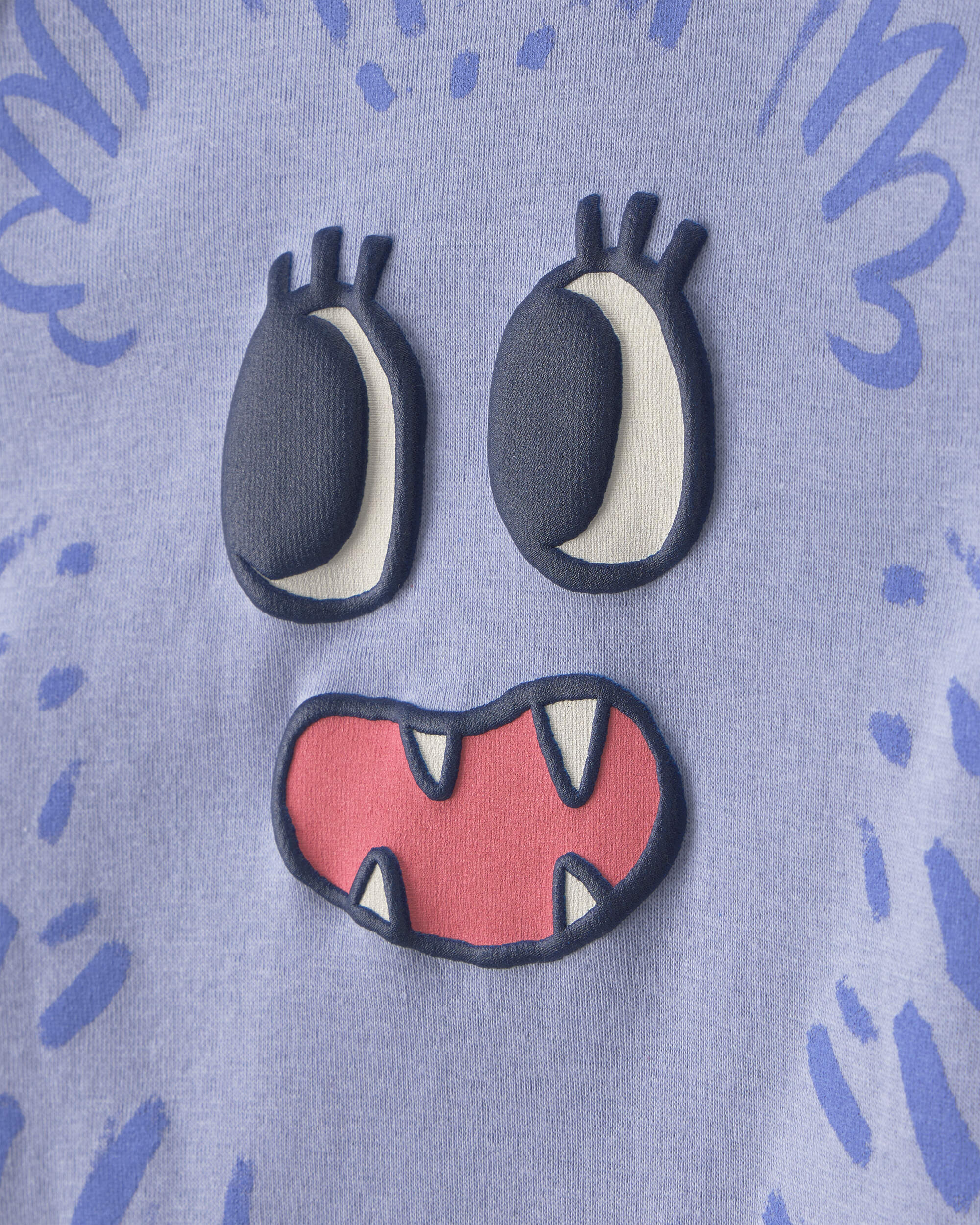 Toddler Girl 4-Piece Monster 100% Cotton Snug Fit Pyjama Set - Blue/Cream