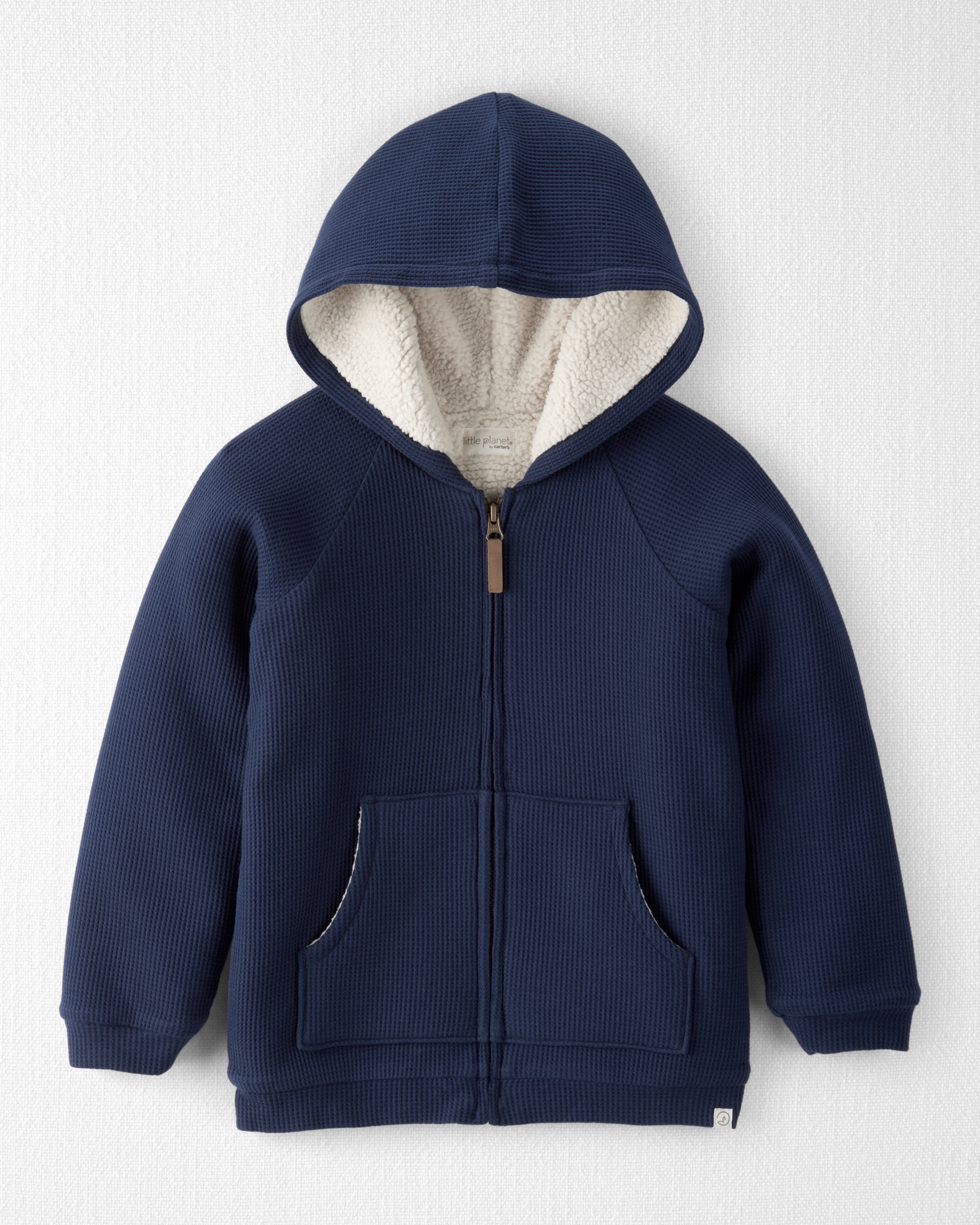 Boys Waffle Knit Hooded Jacket Made with Organic Cotton