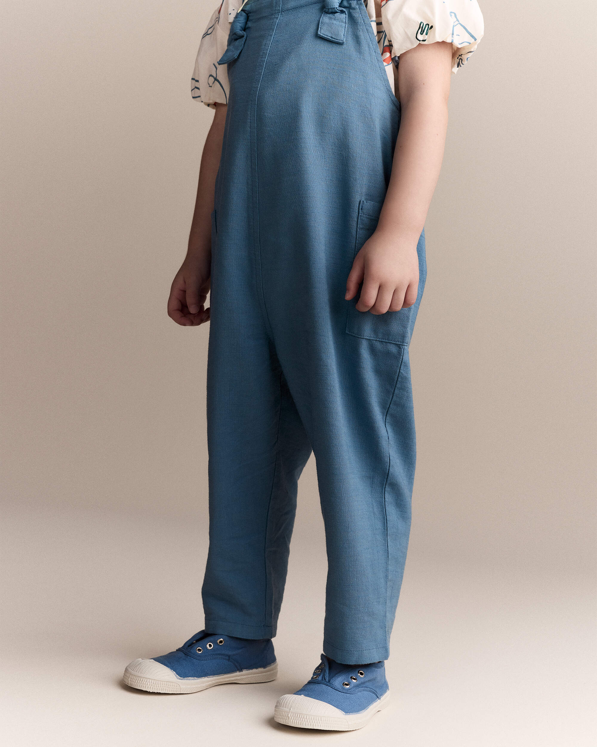 Toddler Girl Knot-Tie Overall - Teal