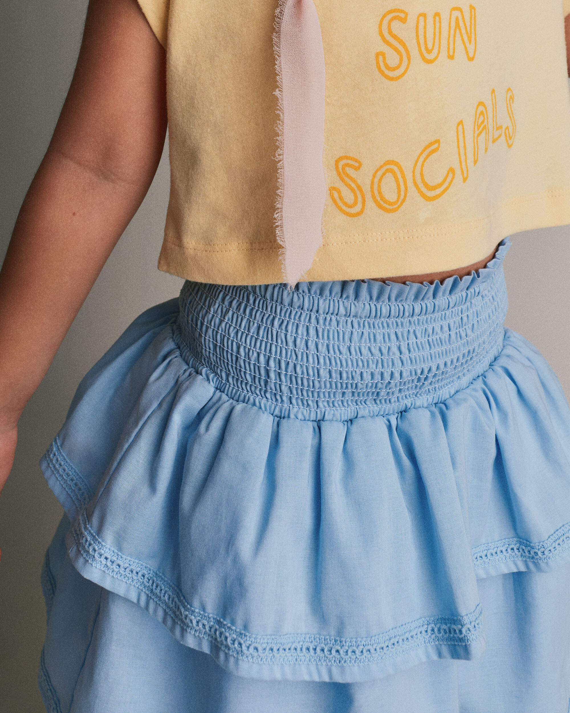 Toddler Girl Smocked Tiered Skirt - Blue