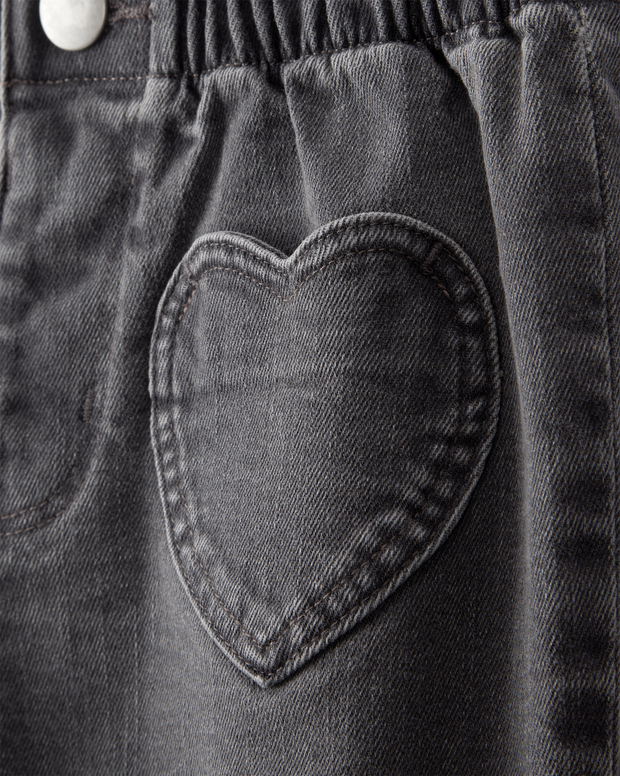 Toddler Girl Heart Pocket Barrel Jeans - Black