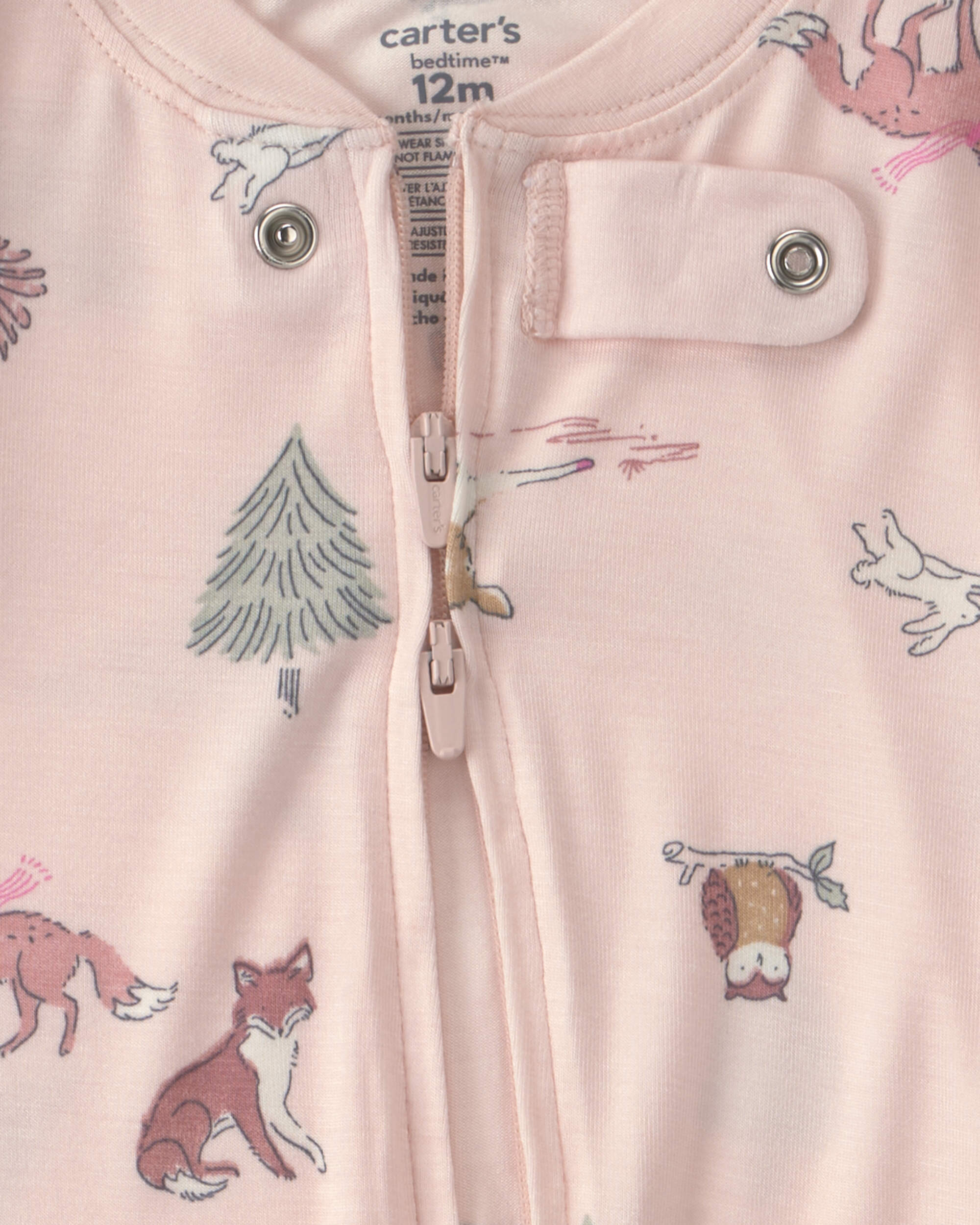 Baby Girl 1-Piece Woodland PurelySoft™ Snug Fit Pyjama - Pink