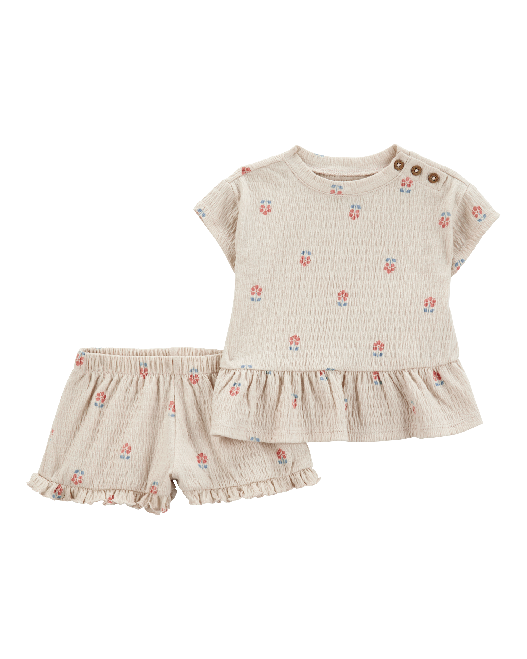 Baby 2-Piece Flower Print Peplum Top & Short Set